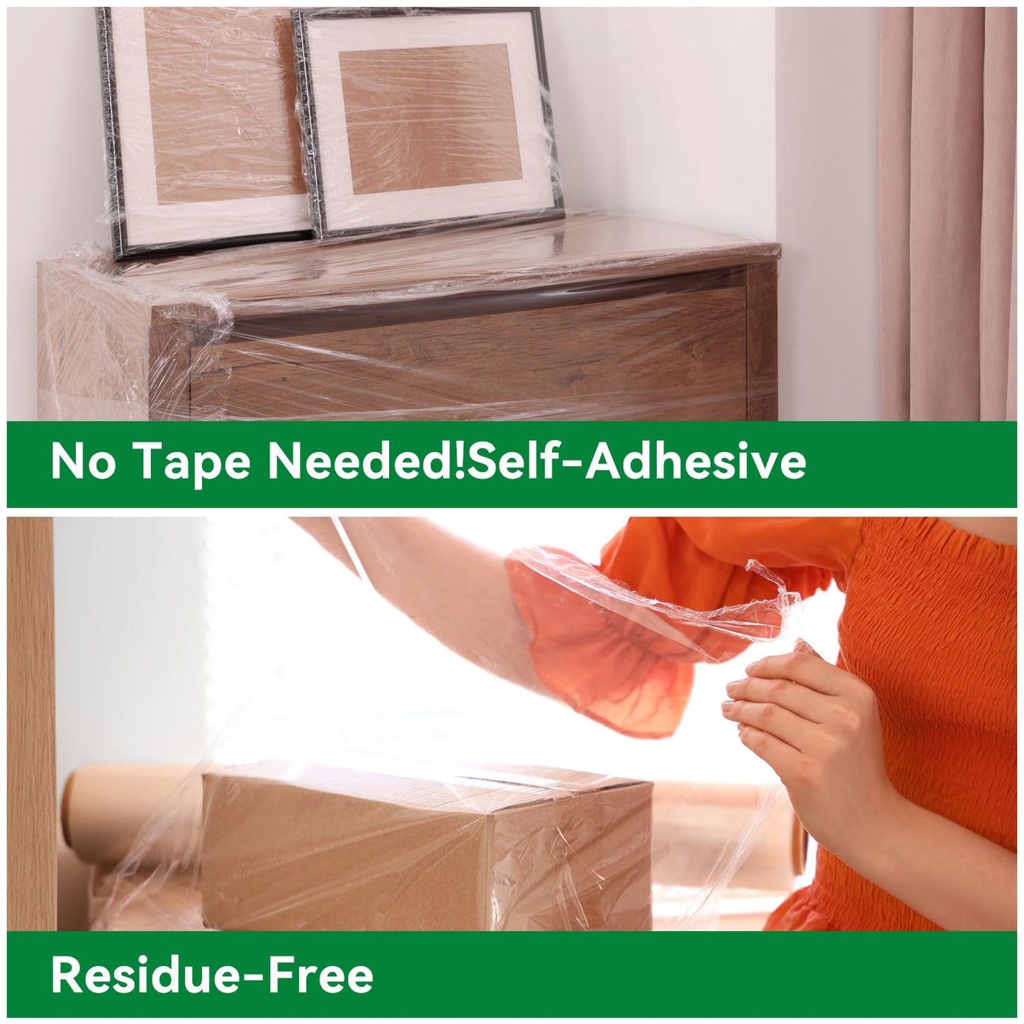 ADAYM Stretch Film Shrink Wrap Roll - 5" x 1200' - 80 Gauge 600% Stretch Self-Adhering Heavy Duty Plastic Wrap for Moving, Packing, Shipping, Furniture & Pallet Stabilization(12 Rolls)