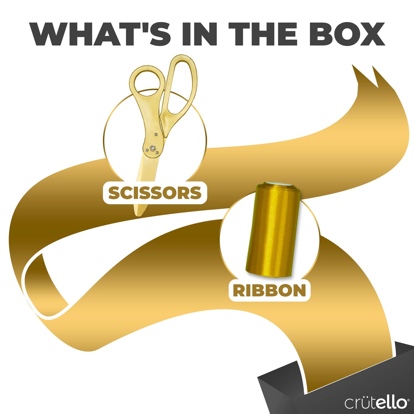 Crutello Ribbon Cutting Ceremony Kit - Grand Opening Ribbons and Scissors - 21"Giant Gold Scissors and 30 Foot Large Gold Ribbon 4"Wide - Ceremonial Kit