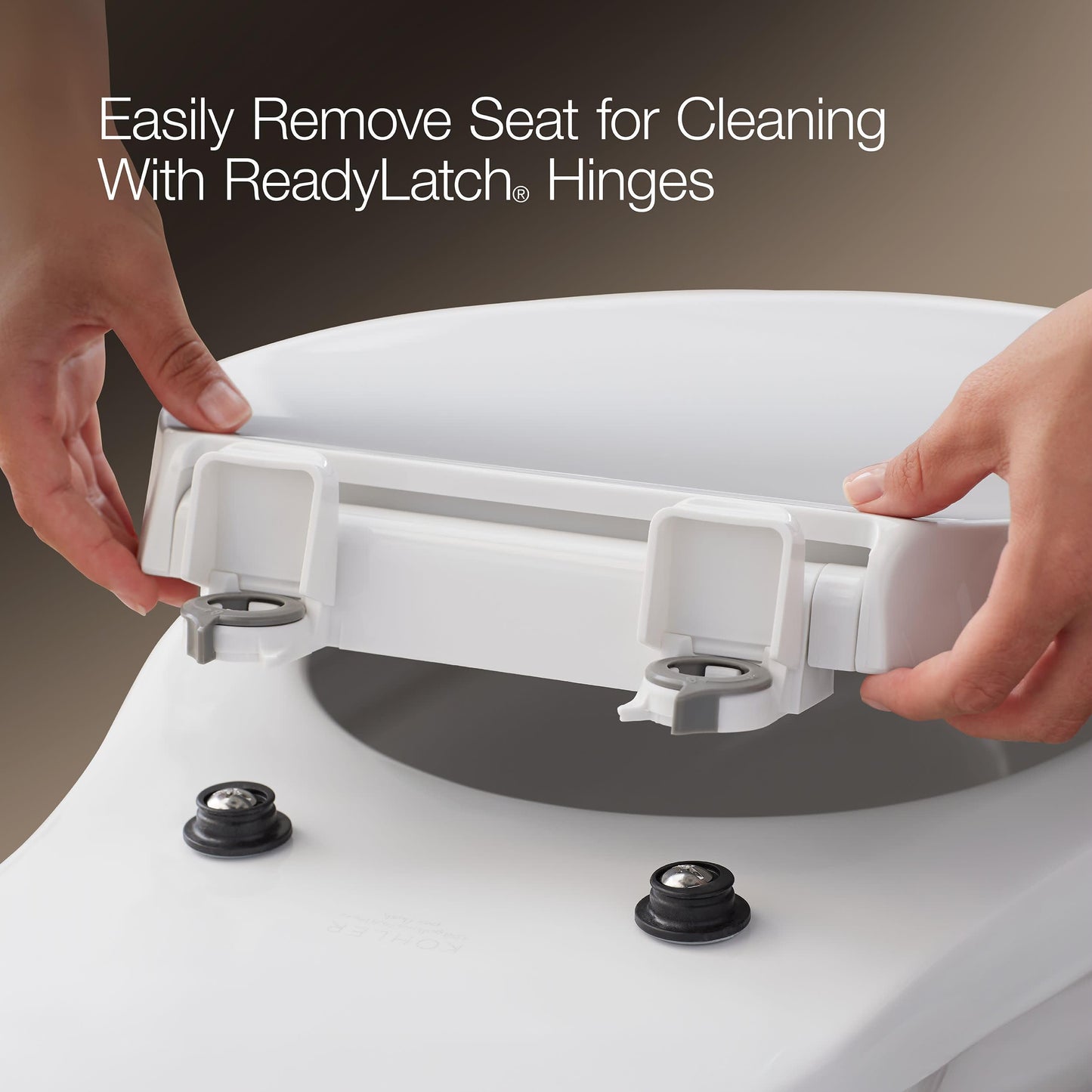 KOHLER K-26801-0 Impro ReadyLatch Quiet Close Elongated Toilet Seat, White Toilet Seat, Grip-Tight Bumpers, New Home Essentials, Slam Prevention