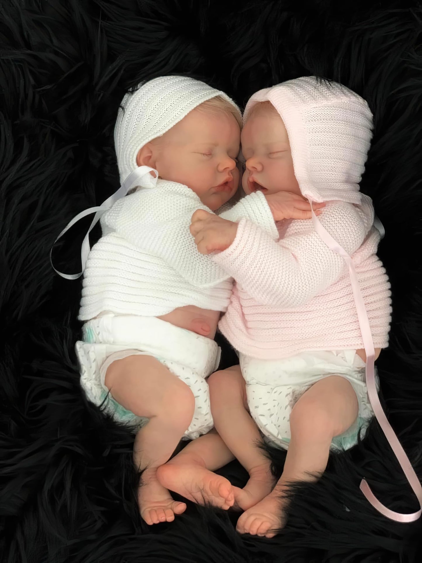 Ardol 18 Inch Realistic Reborn Baby Doll Twins - Lifelike Newborn Full Body Vinyl Boy & Girl Set with Golden Hair Sleeping Cuddly Doll Collectible Gift Set