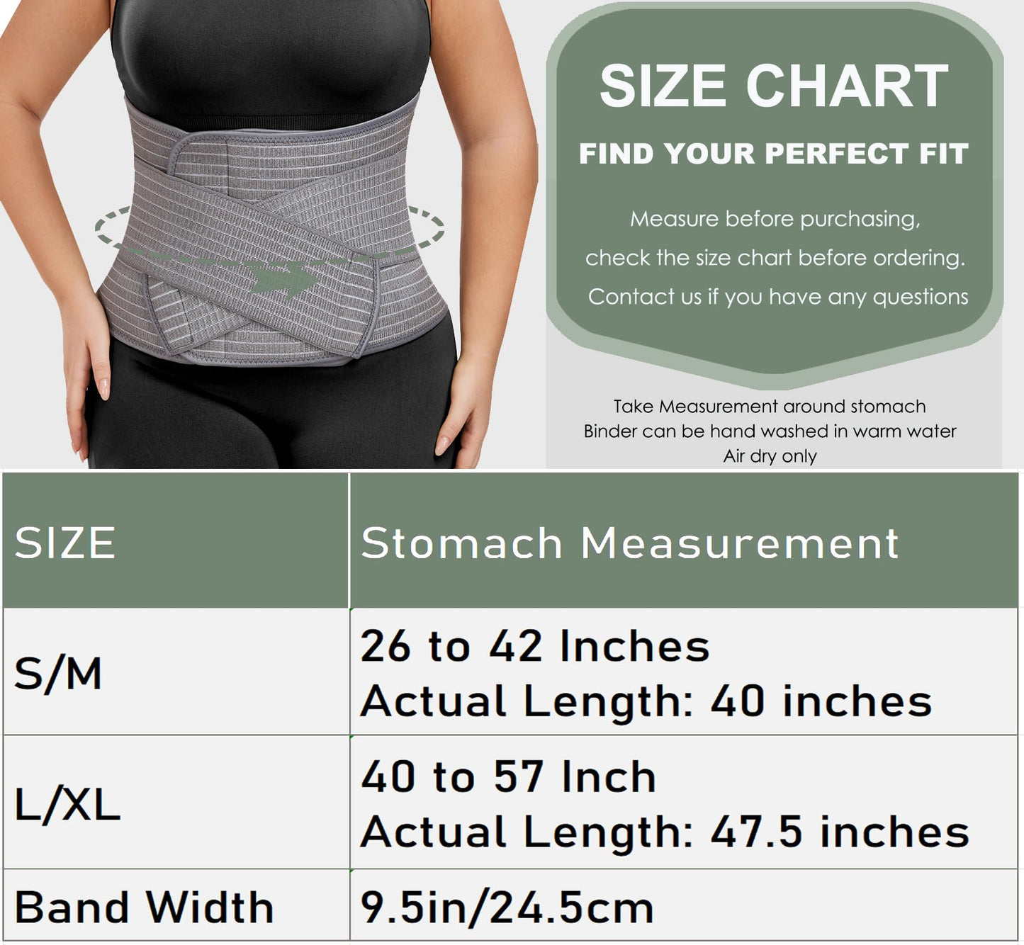 Abdominal Binder Post Surgery - Postpartum Belly Band Wrap | Post C Section Belly Binder Recovery Belt | Stomach Compression Hernia Belt For Men or Women After Pregnancy, Hysterectomy (Large/X-Large)