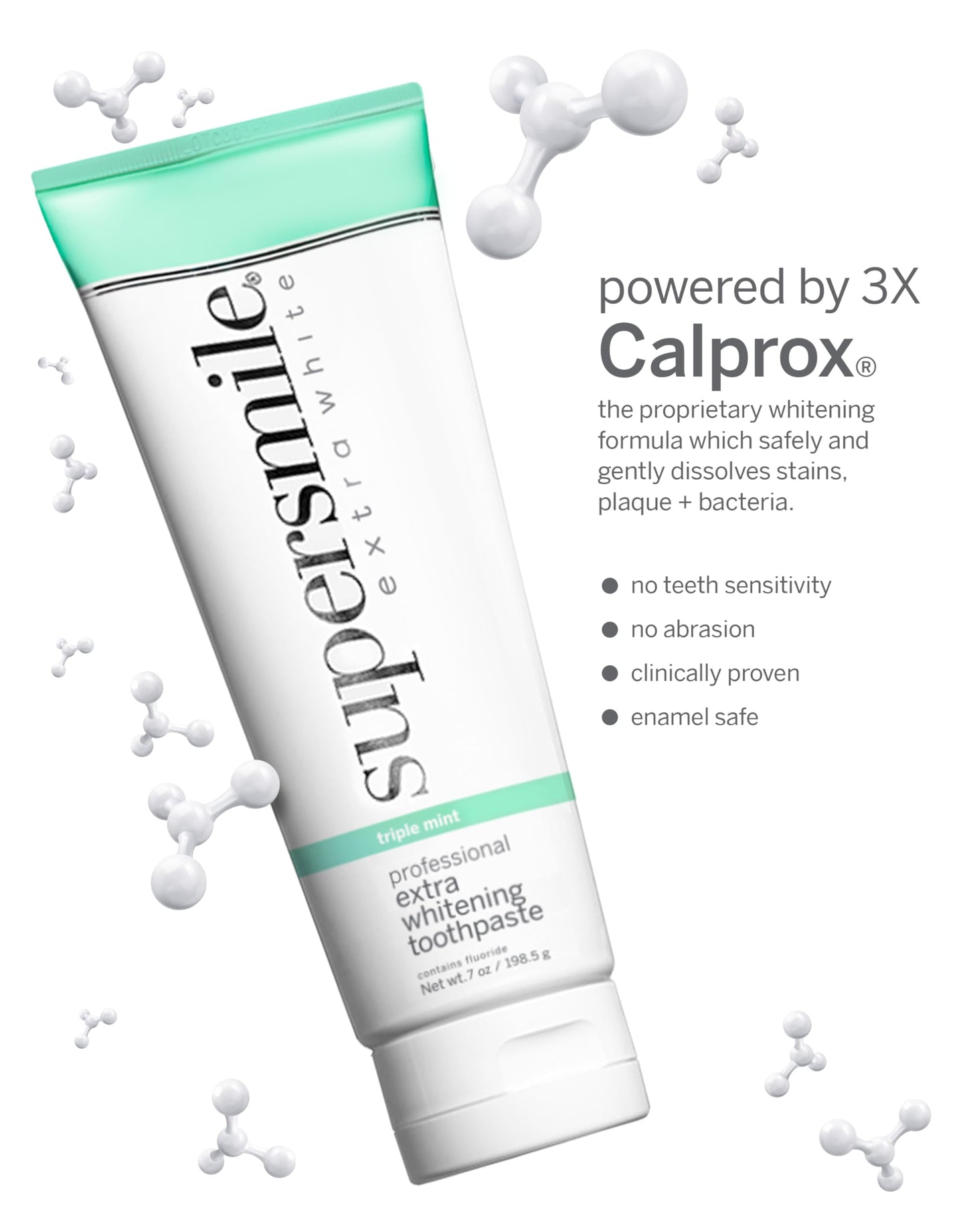 Supersmile Extra White Triple Mint Whitening Toothpaste – Professional Formula for Visibly Whiter Teeth – Whitens Up to 9 Shades, 7 oz