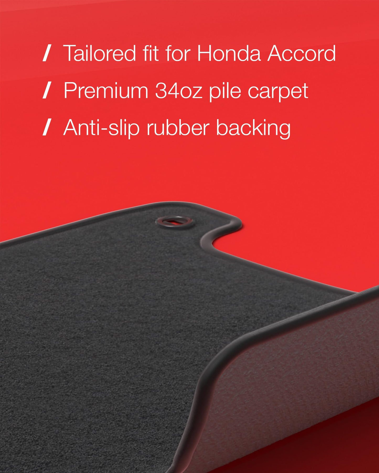 Floor Mats for Honda Accord 2018 2019 2020 2021 2022 Sedan 10 - Custom 3D Fit - 1st and 2nd Row Set of 4 - Waterproof Anti-Slip Backing - 34oz Heavy Duty Carpet Mat - All Weather Car Liner Floormats