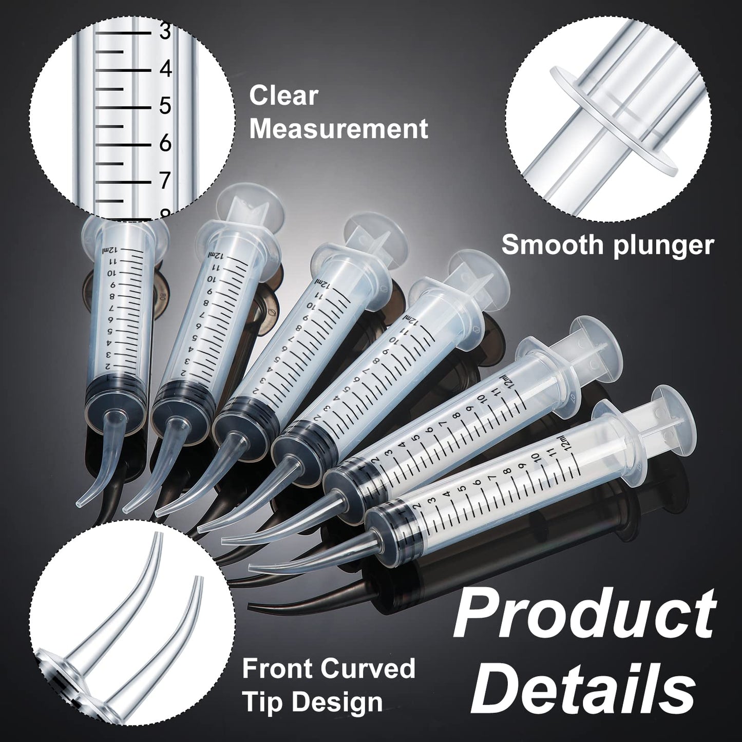100 Pack Dental Syringe with Curved Tip 12ml Disposable Irrigation Dental Syringe for Tonsil Stones Squirt Liquid Injection Mouthwash Cleaner Oral Tooth Care