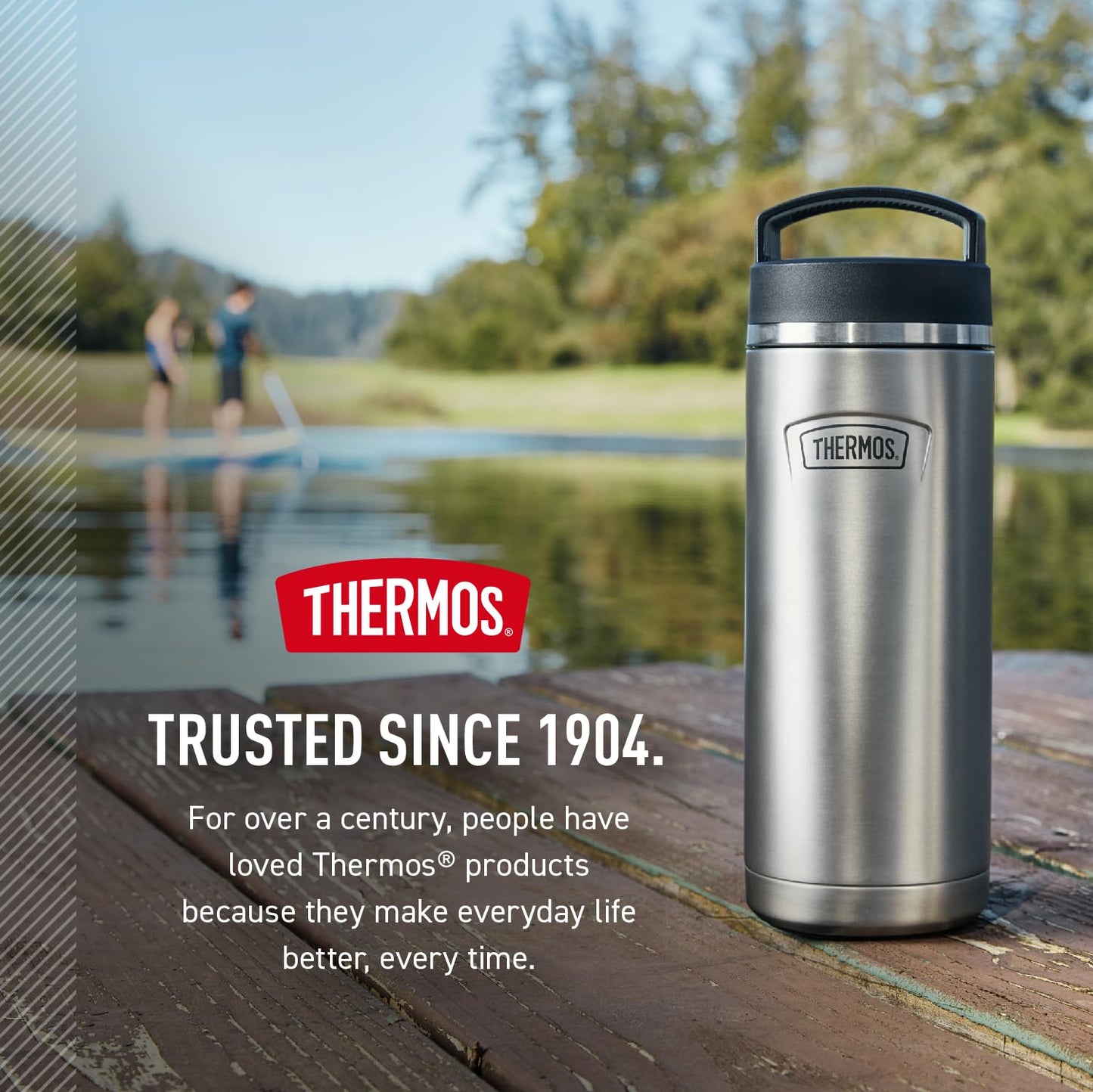 THERMOS ICON SERIES Stainless Steel Water Bottle with Screw Top Lid - 32 Ounce, Matte Stainless Steel - Vacuum Insulated Water Bottle with Lid