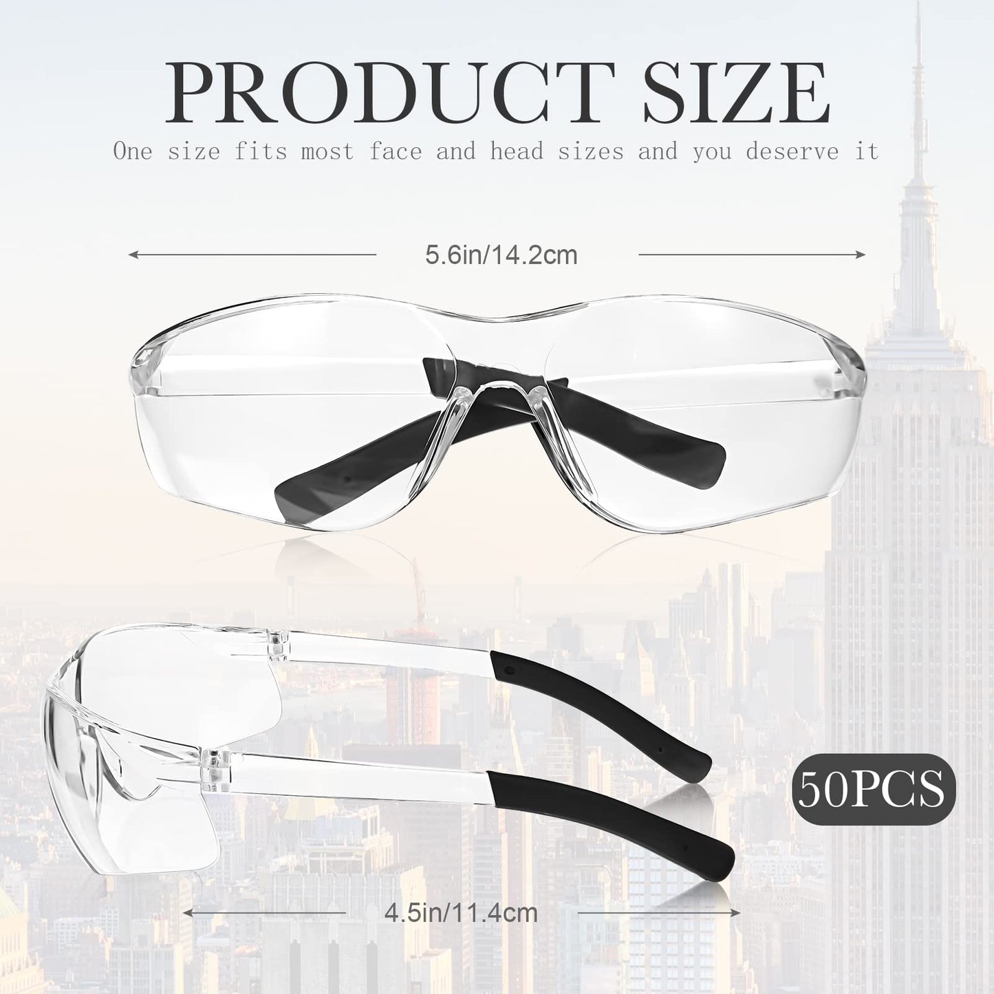 Queekay 50 Pcs Safety Glasses Impact UV Scratch Glasses Bulk Eye Protection for Men Working Lab Construction Science(Clear)