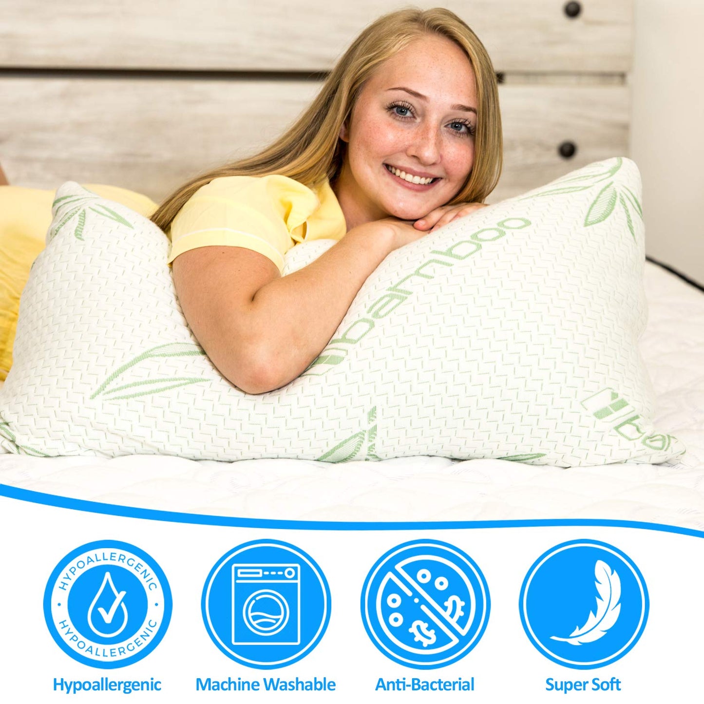 2 Pack King Size Rayon Derived from Bamboo Pillow, Cooling Shredded Memory Foam Bed Pillows Sets for Back, Stomach, Side Sleepers, Adjustable to Soft / Firm, Washable Cover, King (Pack of 2)