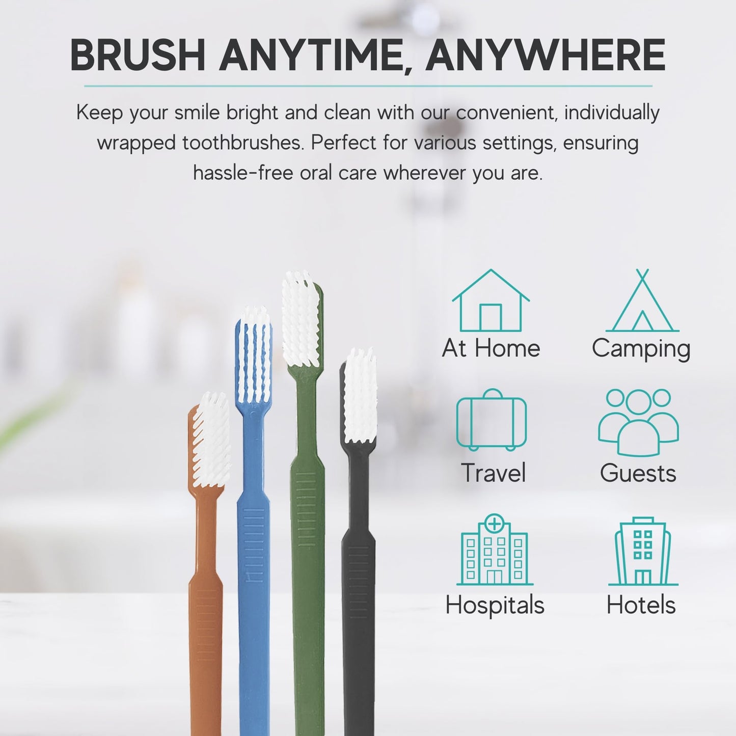 80 Prepasted Disposable Toothbrushes Individually Wrapped - Single Use Pre Pasted Disposable Toothbrushes with Toothpaste Built In - Waterless Toothbrush for Travel, Airbnb Guests, Hotel, & Camping