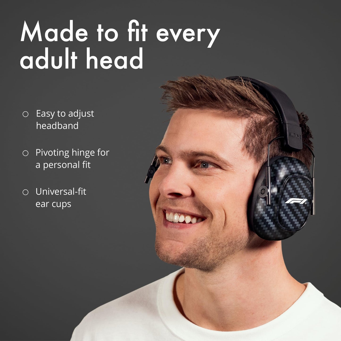 Alpine Racing Pro Earmuff F1® - Earmuffs for Adults - 22 dB - ANSI Certified - Premium Noise Protection for Race Events - High End Carbon - Noise Reduction Headphones - Light-Weight Design