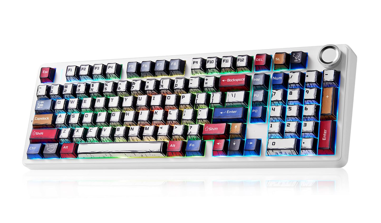 x Aula F99 Pro Mechanical Keyboard, Wireless Gaming Keyboards RGB Backlit Hot Swappable Custom Creamy Bluetooth Computer Keyboard, Tri-Mode BT5.0/2.4GHz/USB-C, Pre-lubed Switches PBT Keycaps