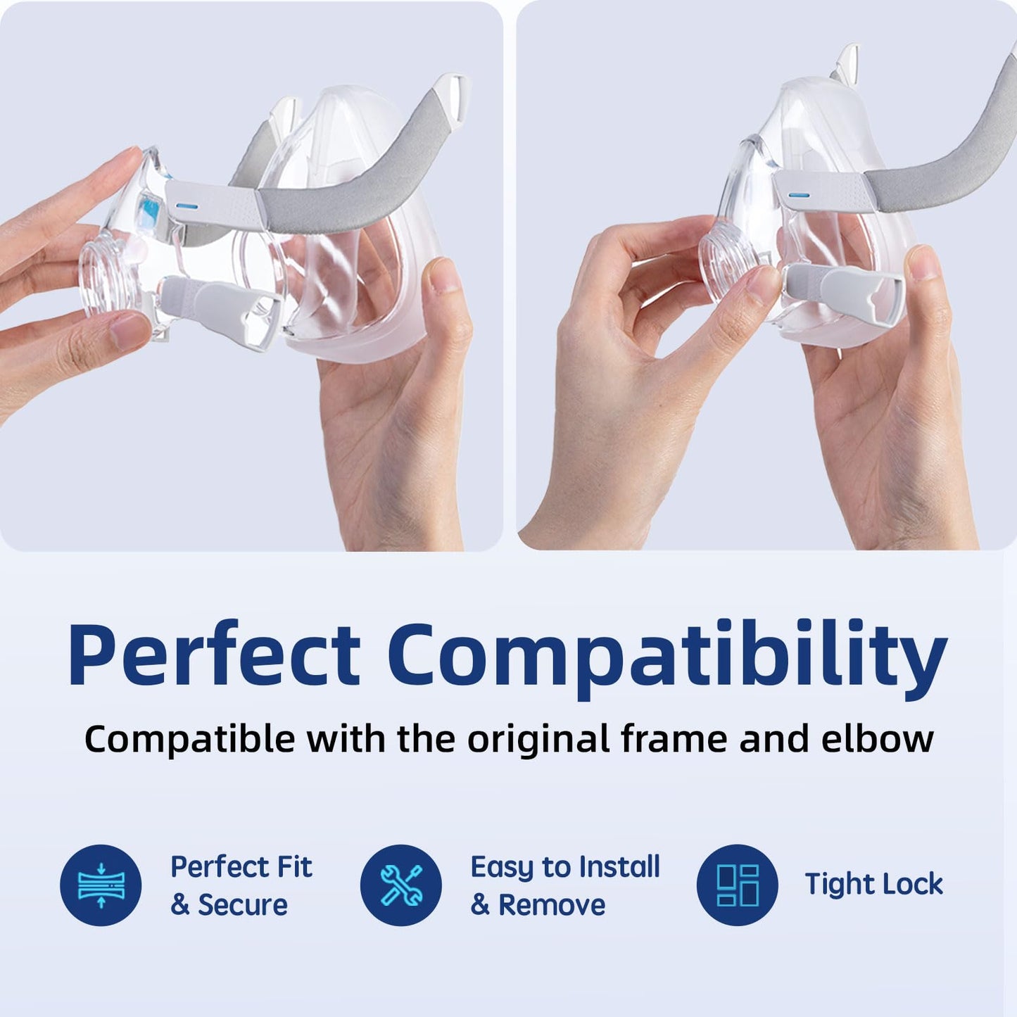2-Pack Replacement Cushion for ResMed AirFit F20, FSA/HSA Eligible, Compatible with Original Airfit F20 Full Face Mask, Reliable Seal & Perfect Fit, Covers Nose and Mouth, Medium