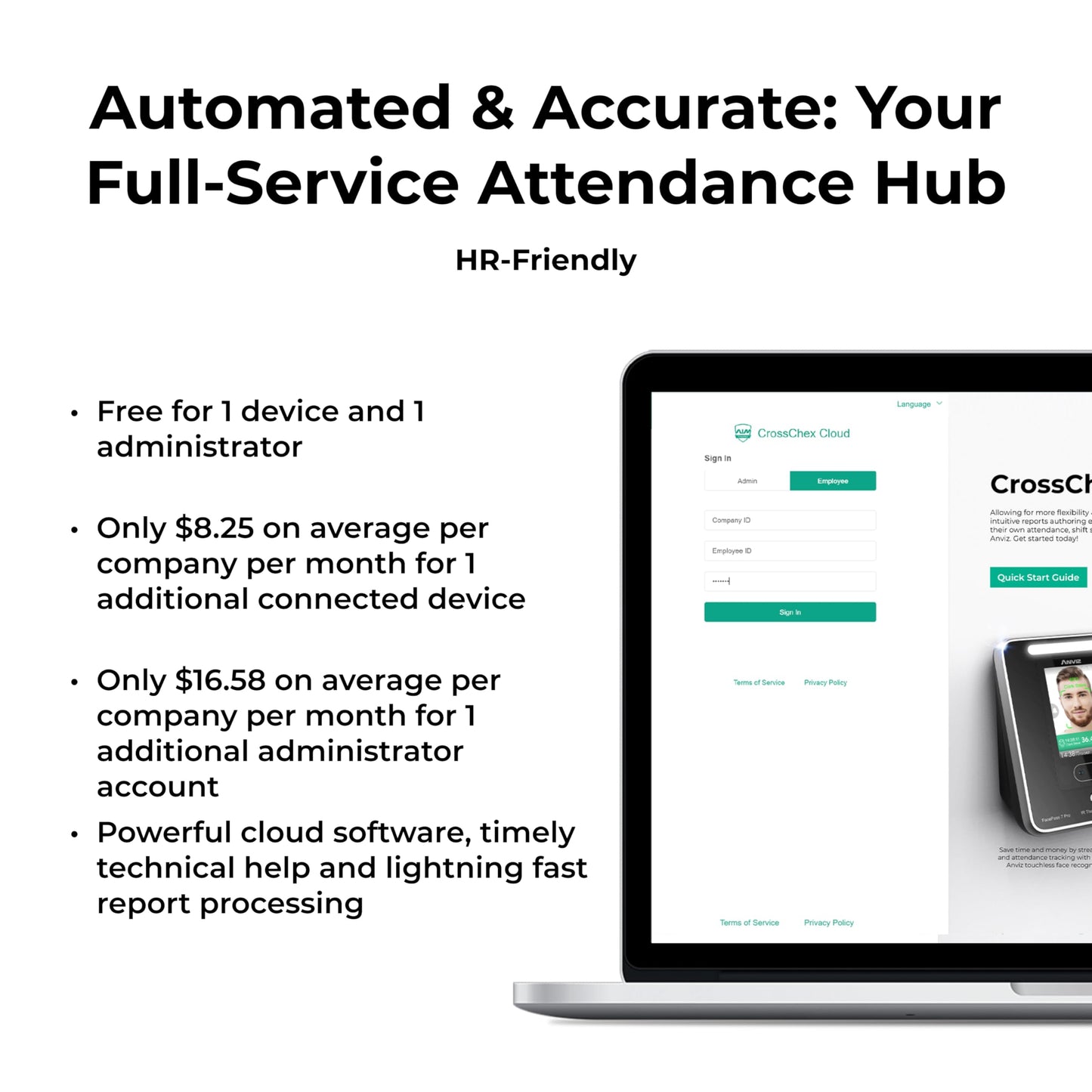 ANVIZ Time Clocks for Employees Small Business - FacePass 7 Pro Biometric Clock in and Out Machine - Face + RFID + Pin Punching in one, Support Door Access, Forever Free Cloud Software