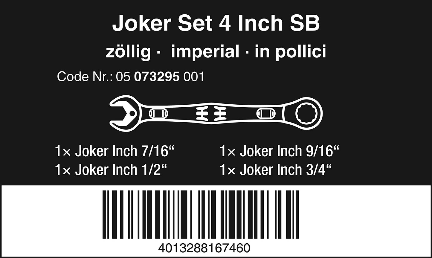 Wera - 4 Pc Joker Comb. Wrench Set (7/16 1/2 9/16 3/4 (5073295001)