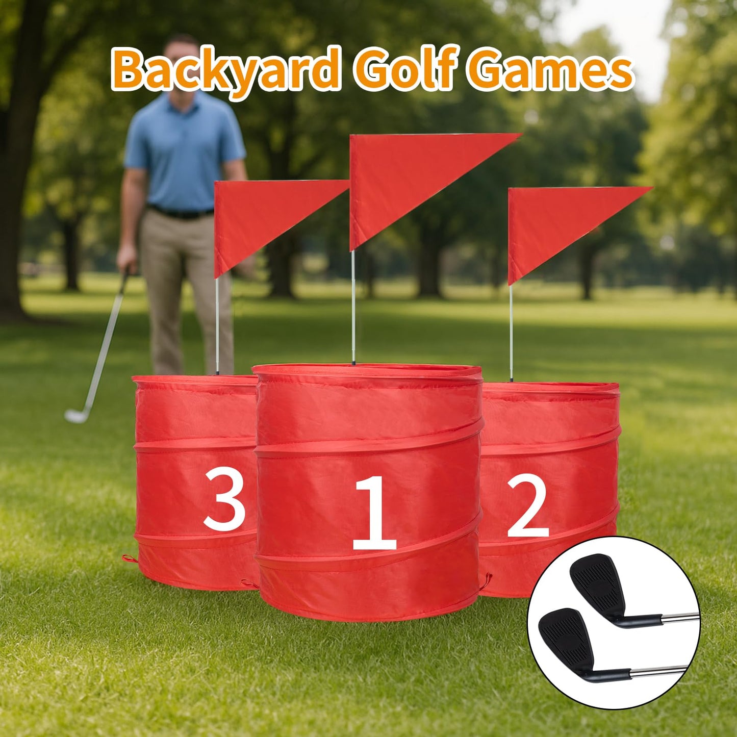 9 Holes Backyard Golf Outdoor Game - Outdoor Yard Game for Golf Practice, Golf Chipping Game for Adults and Family,Lawn, Beach, Camping, Park