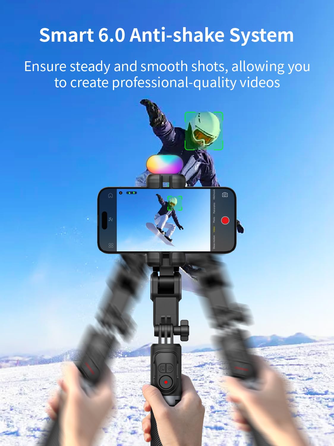 AOCHUAN Gimbal Stabilizer for Smartphone, 4 in 1 Phone Gimbal w/360° Rotation for iPhone/Andriod Sefie Stick Tripod w/Auto Face Tracking and Wireless Remote for TIK Tok YouTube Vlogging-M1 Pro Black