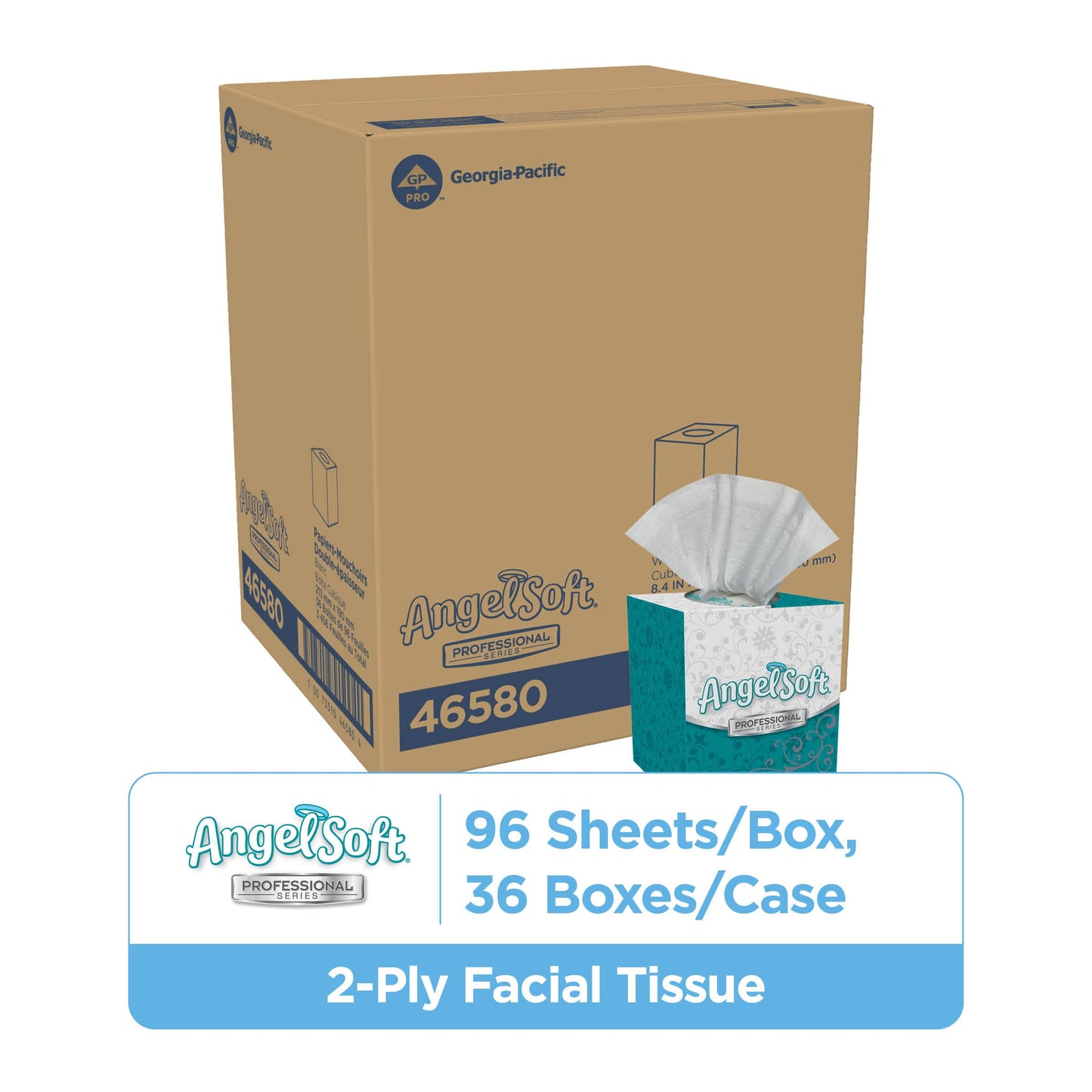Angel Soft Professional Series 2-Ply Facial Tissue (46580), 96 Sheets, 36 Boxes, Bulk Pack, Ideal for Bathrooms, Meeting Rooms, Reception Areas