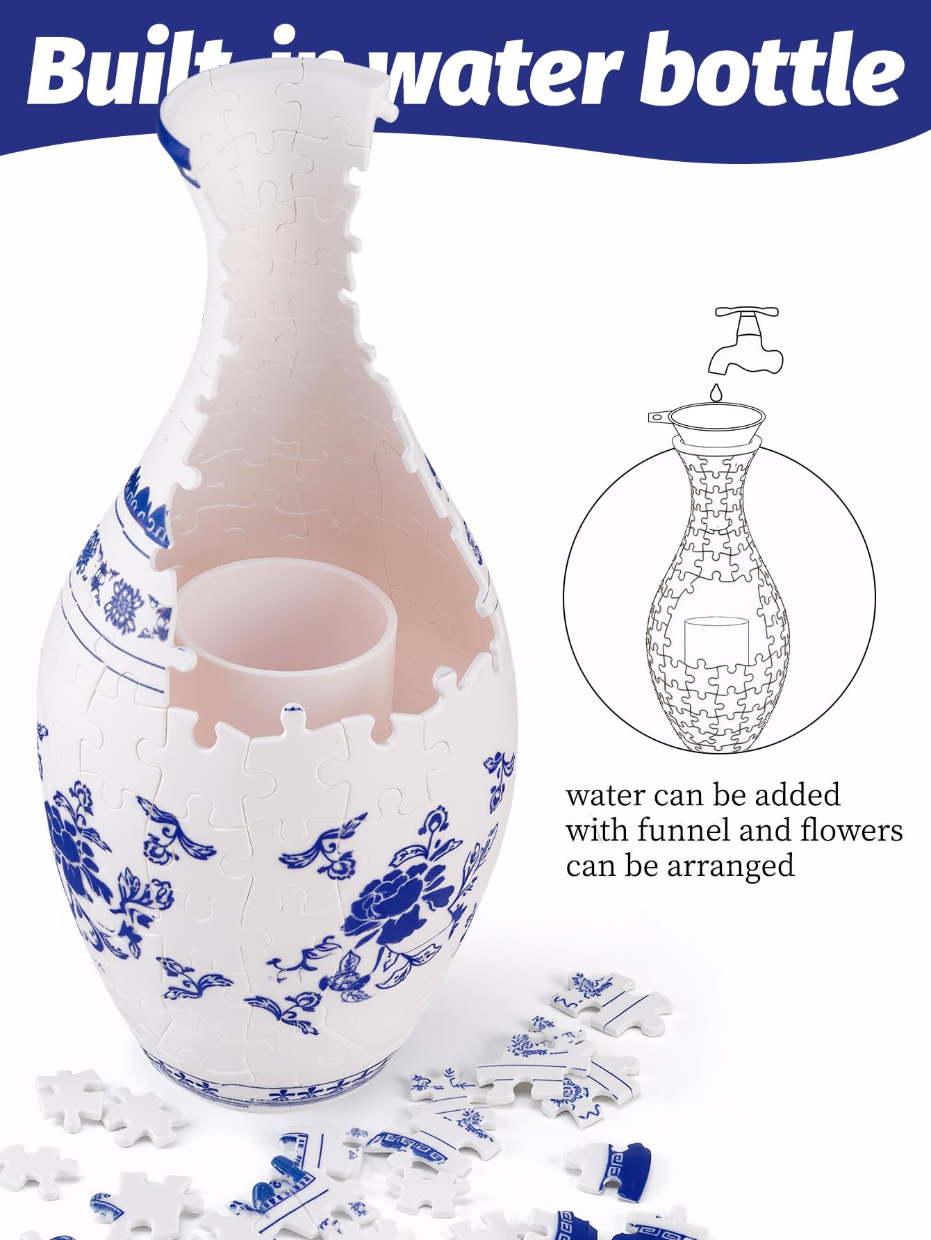 3D Puzzles Vase for Adults, 160 Pieces Curved Plastic Unique Flower Vase Puzzle Crafts for Flower Arrangements and Home Office Decor Gift Birthday Gifts for Women, Mother'Day (Autumn)