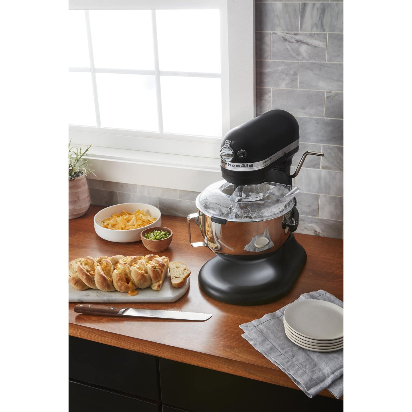 KitchenAid Secure Fit Pouring Shield, Fits all 5, 5.5 and 6 Quart KitchenAid Bowl-Lift Stand Mixers* with stainless steel bowls. * Sold separately, does not fit model KN25WPBH.