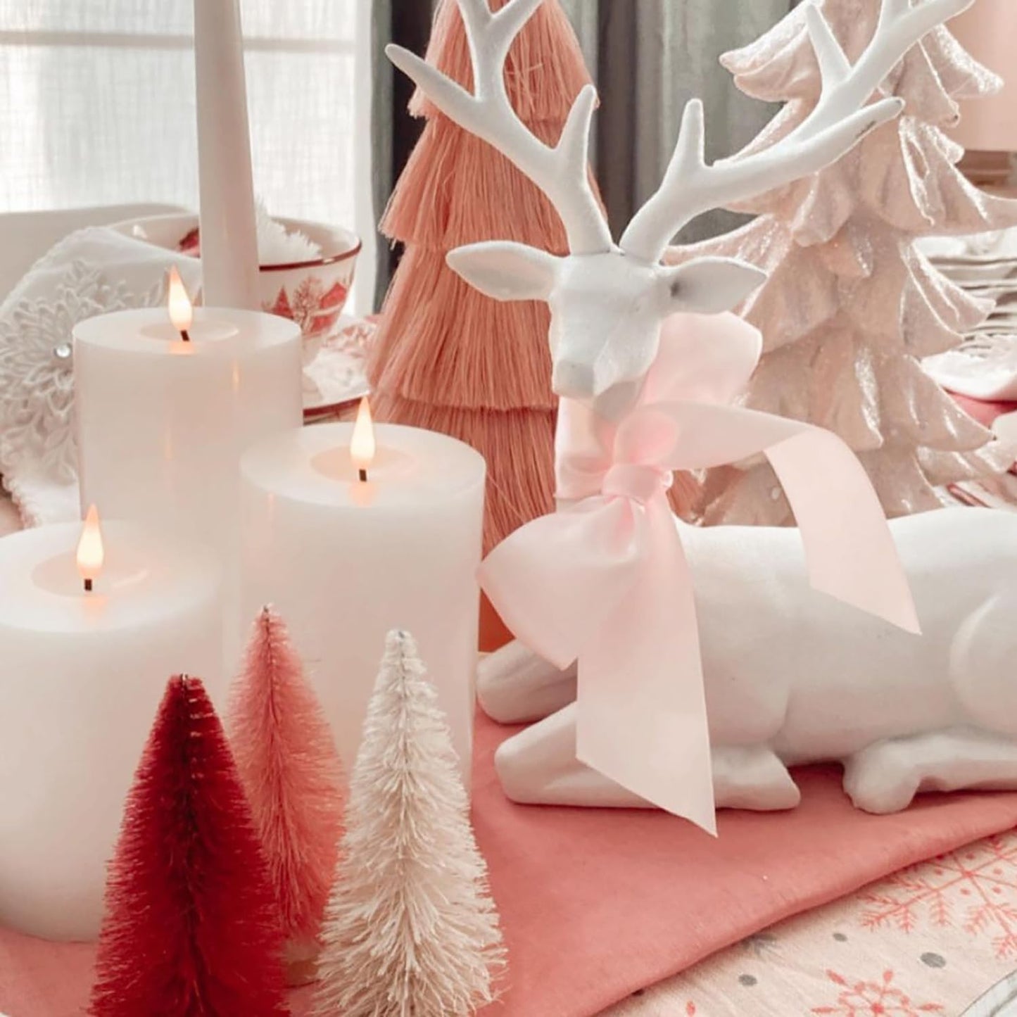 LampLust Realistic Flameless Pillar Candles with Remote - Set of 3, Batteries Included, Real White Wax, 3D Flickering LED Flame, 3 Inch Diameter Pillar Candles for Wedding and Farmhouse Home Décor