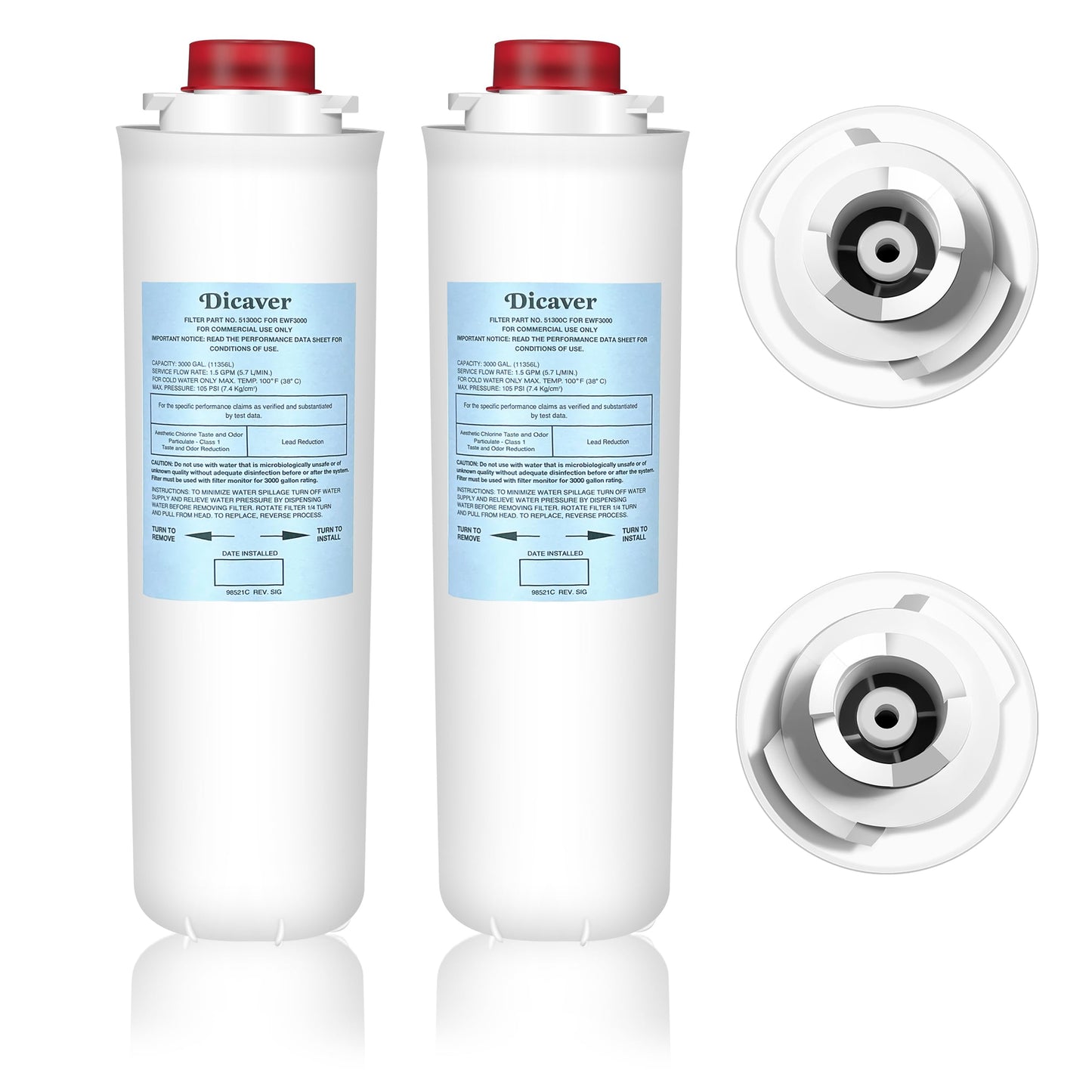 51300C Filters, Replacement for Elkay 51300C EWF3000 Filter By NSF/ANSI 42 Certified,Compatible with Ezh2o Filter Replacement Bottle Stations, High Capacity 3000 Gallon (No Chip) 2 Packs