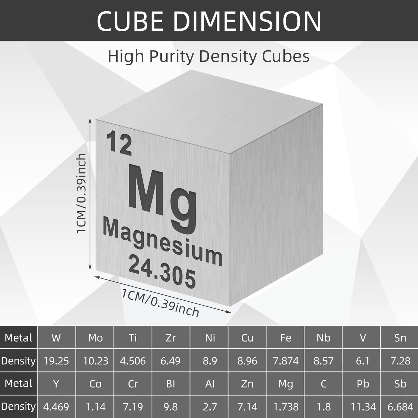 Gisafai 20 Pcs Element Cube Set 0.39 Inches Periodic Table of Elements Pure Tungsten Cube Molybdenum Titanium Copper Iron Niobium Tin Cobalt Suitable for Collection Christmas Gift