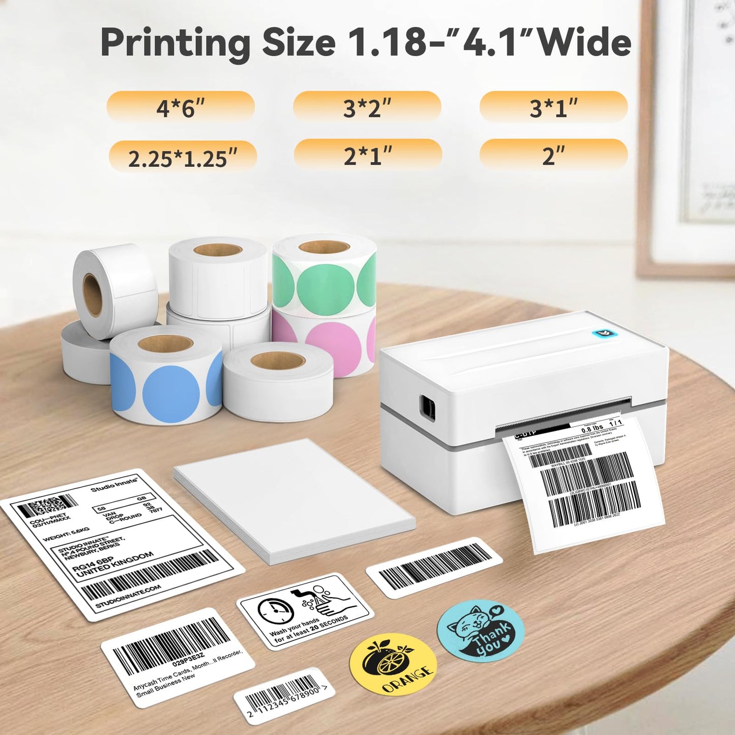 Anycash Bluetooth Thermal Shipping Label Printer, Wireless 4x6 Shipping Label Sticker Printer for Small Business and Office, Compatible with Android&iOS Windows, Used for Amazon, Shopify, Etsy USPS