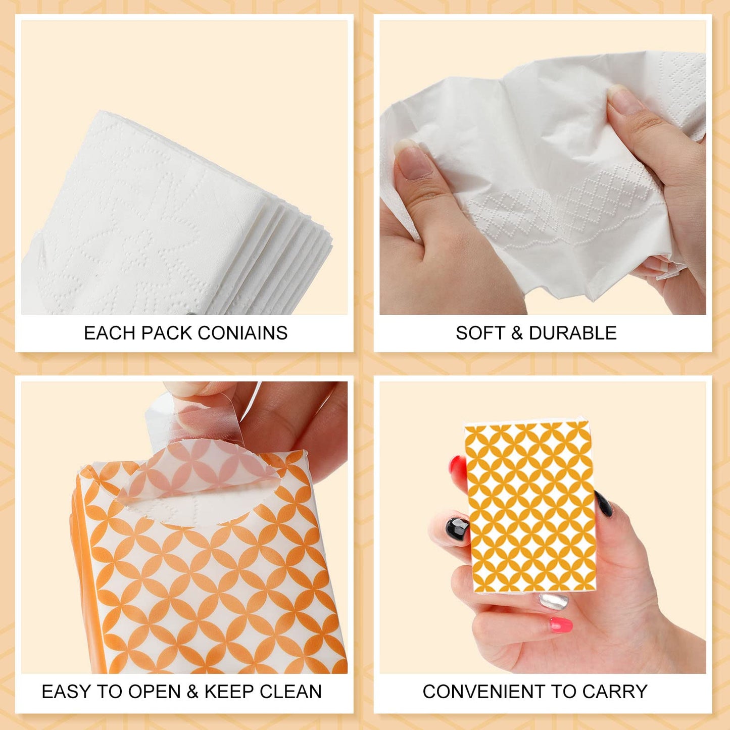 Thenshop 200 Packs Travel Tissues Bulk Geometric Designed Pocket Size Tissues,3 Ply Paper Facial 2000 Count for Travelling Walking Weddings Graduation