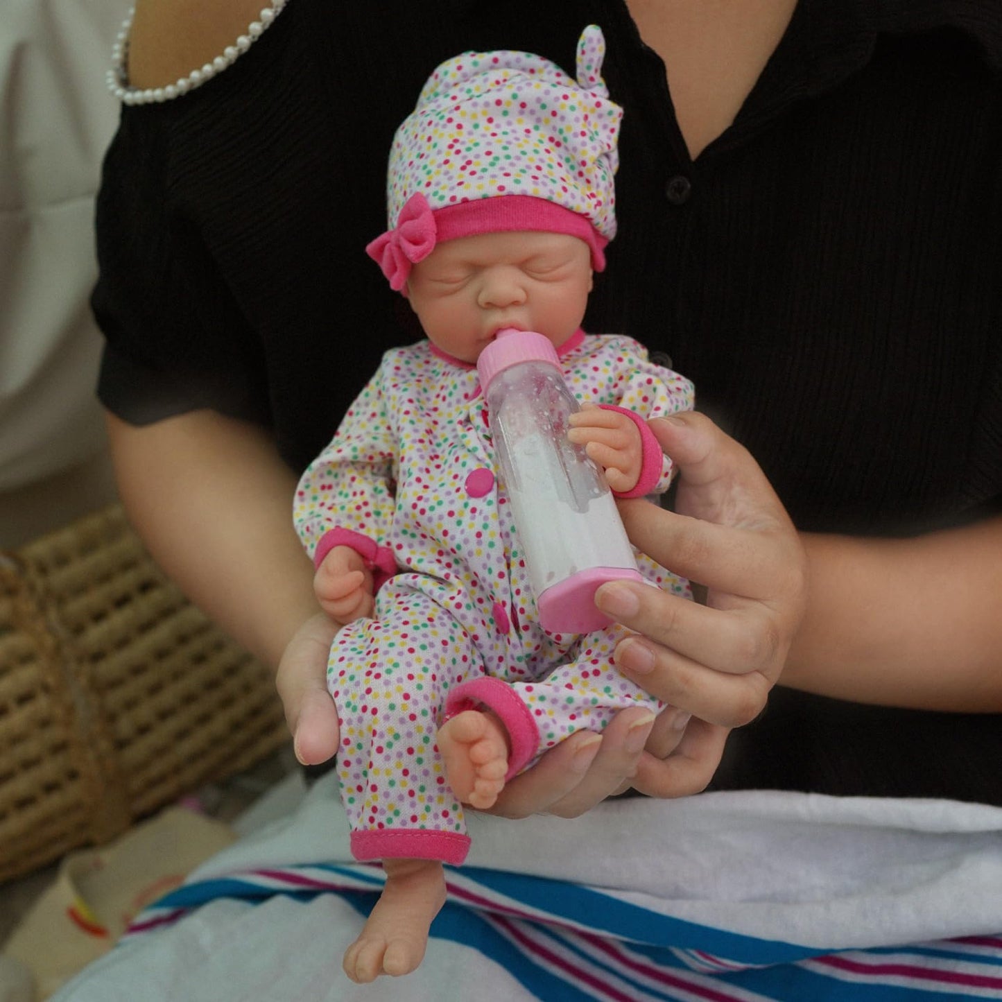 12" Reborn Baby Dolls, Full Silicone Baby Dolls, Realistic Soft Silicone Newborn Baby Doll, Real Full Body Silicone Reborn Baby Dolls with Feeding Accessories(Girl)