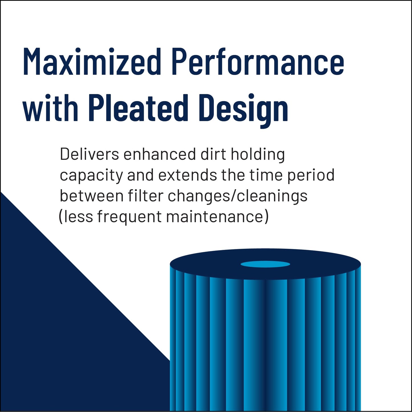 Pentair Pentek R50-BB Big Blue Pleated Polyester Sediment Water Filter, 10" x 4.5", 50 Micron, Whole House Reusable Cartridge, Pack of 2