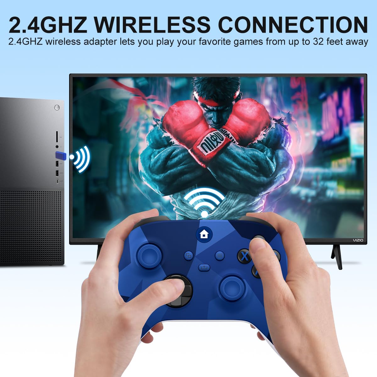 Xbox One Controller,Xbox Controller Wireless for Xbox One, Xbox Series X/S,Wireless Controller with 3.5mm Audio Jack,with 2.4GHz Wireless Adapter,Camo Blue