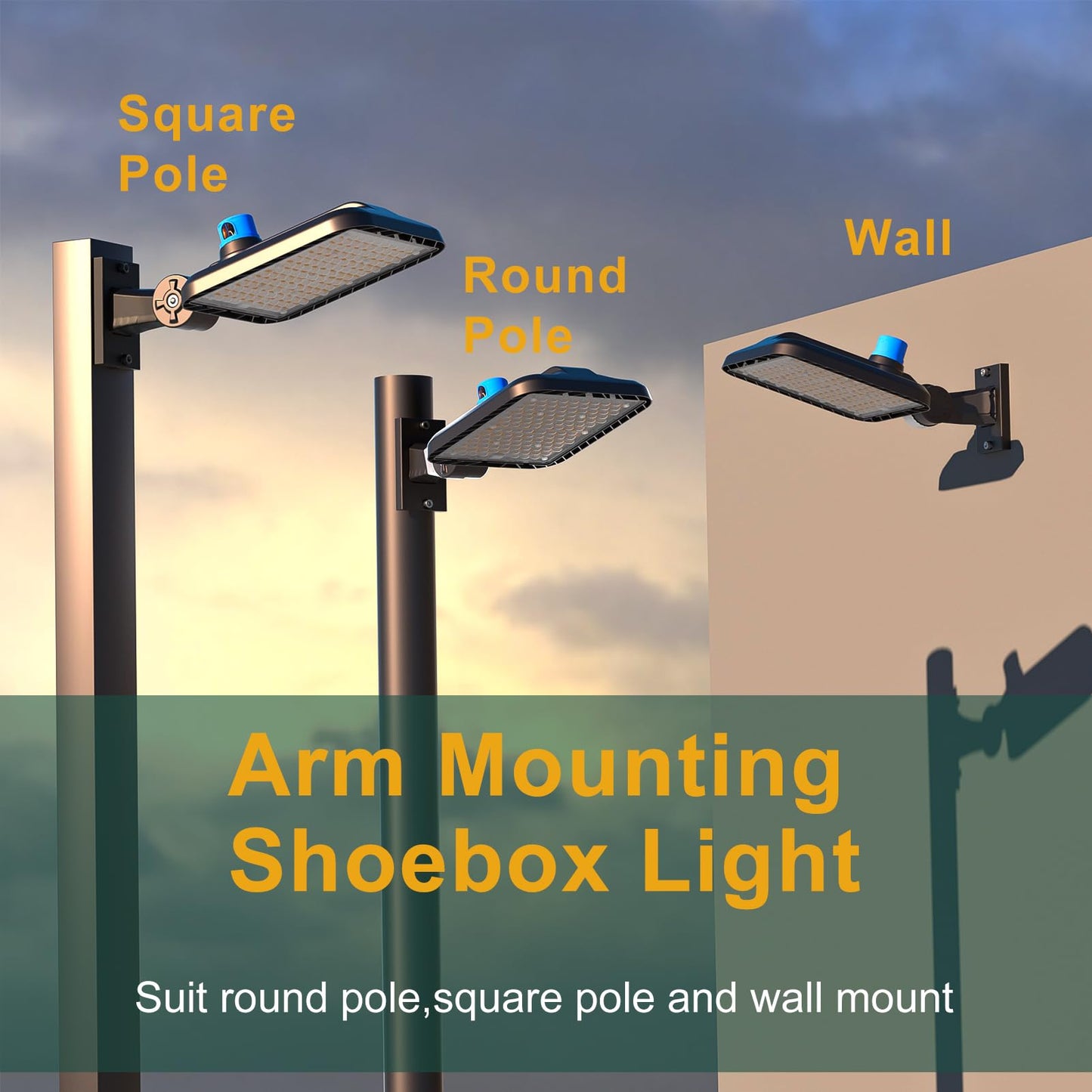 ACOHOOK 240W LED Parking Lot Light 36000lm (Eqv 1000W HID HPS) Arm Mount LED Pole Light IP65 5000K ETL Listed Commercial Area Lighting with Smart Photocell 6KV SPD 7 Yrs Warranty -2Pack