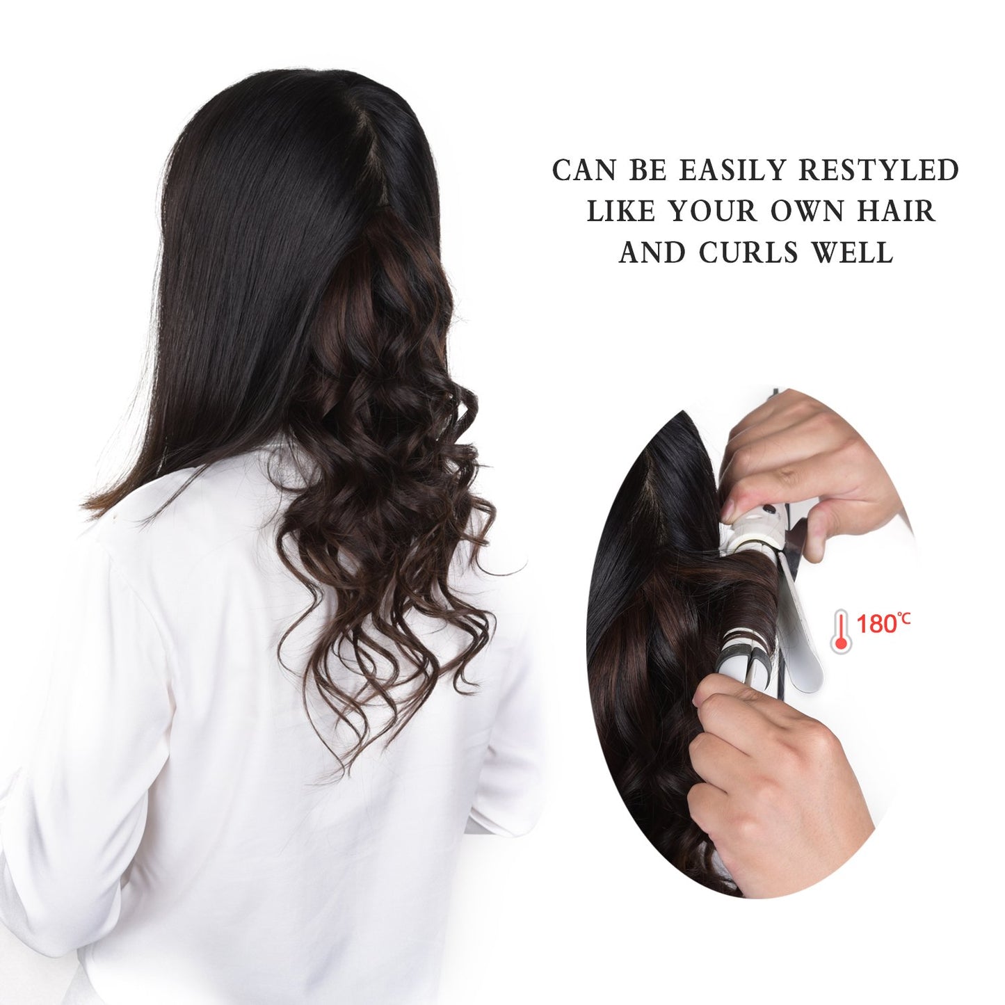 14" Clip in Hair Extensions Balayage Human Hair for Women - 4pieces Silky Straight Chocolate Brown to Honey Blonde Highlight Brown Ombre Hair 50grams #(4T27) P4 Color