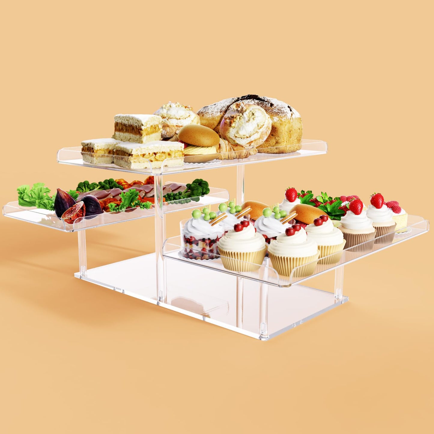 Bakzon Upgraded Dessert Table Display Set, Acrylic Cupcake Buffet Dessert Risers Stands, Tier Serving Trays Holder for Weddings Baby Shower Tea Party
