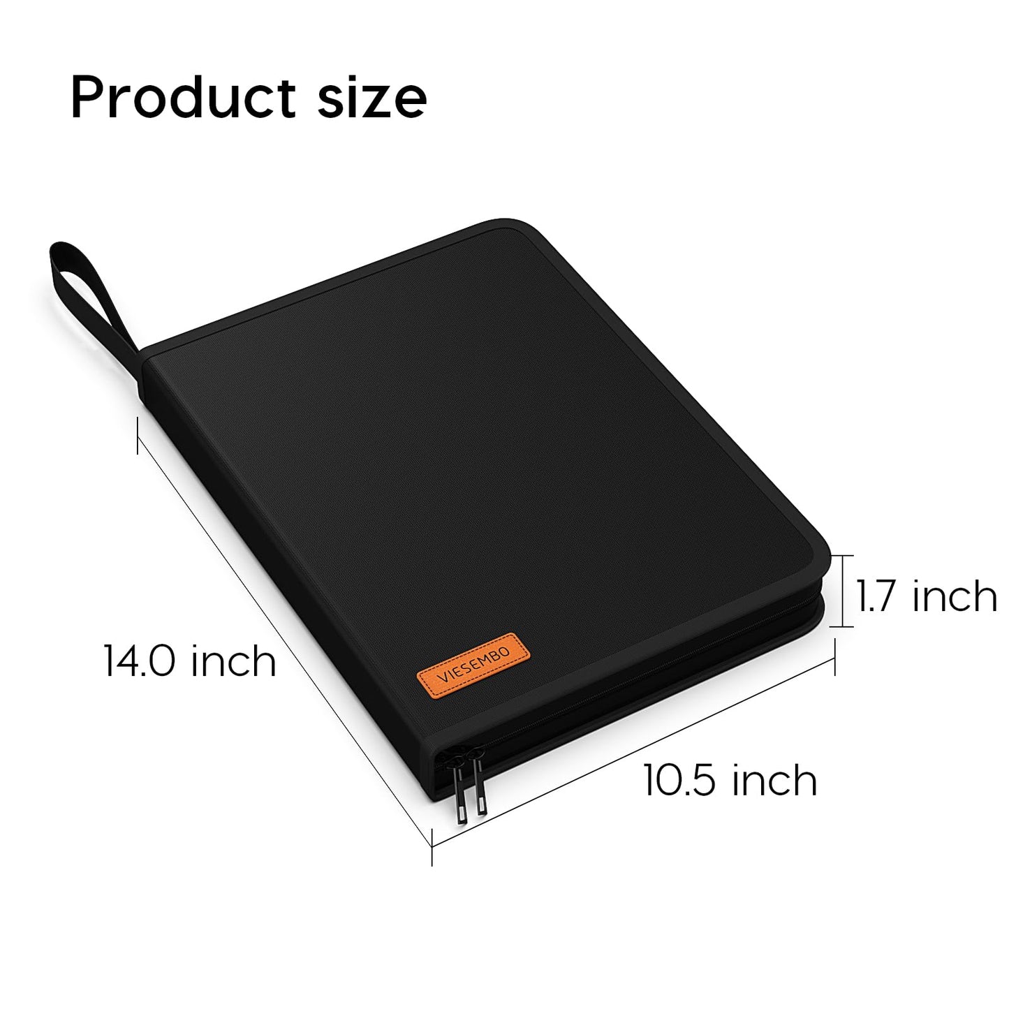 Important Document Organizer Zipper Binder,Fireproof Document Bag for Birth Certificate Protector, Waterproof Bill Organizer in Case I Go Missing Binder for Home Safe, 4 Ring Receipt Holder (Black)