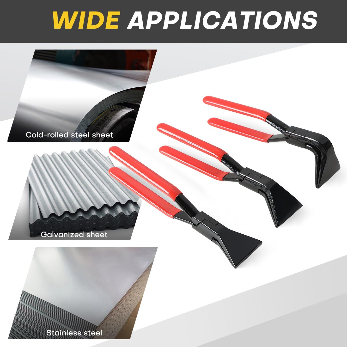 Acymner 3PCS Sheet Metal Bending Pliers Set | Hand Seamers for Roofers, Plumbers, and Metal Processing Straight, 45° & 90° Metal Bender Tools