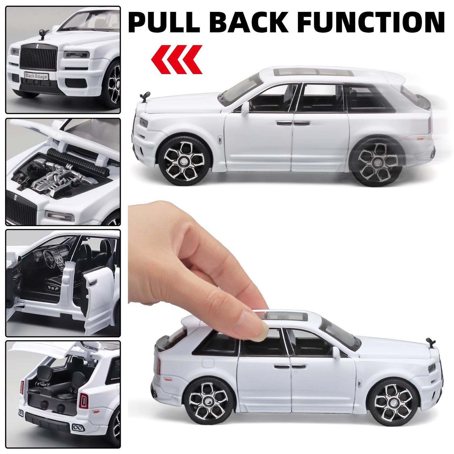OANMYJJO Collectibles Exquisite Car Model 1:32 Rolls-Royce Cullinan Die-Cast Metal Model, Toy Cars with Light and Sound, Car Toys Gifts for 3+ Year Old Kids