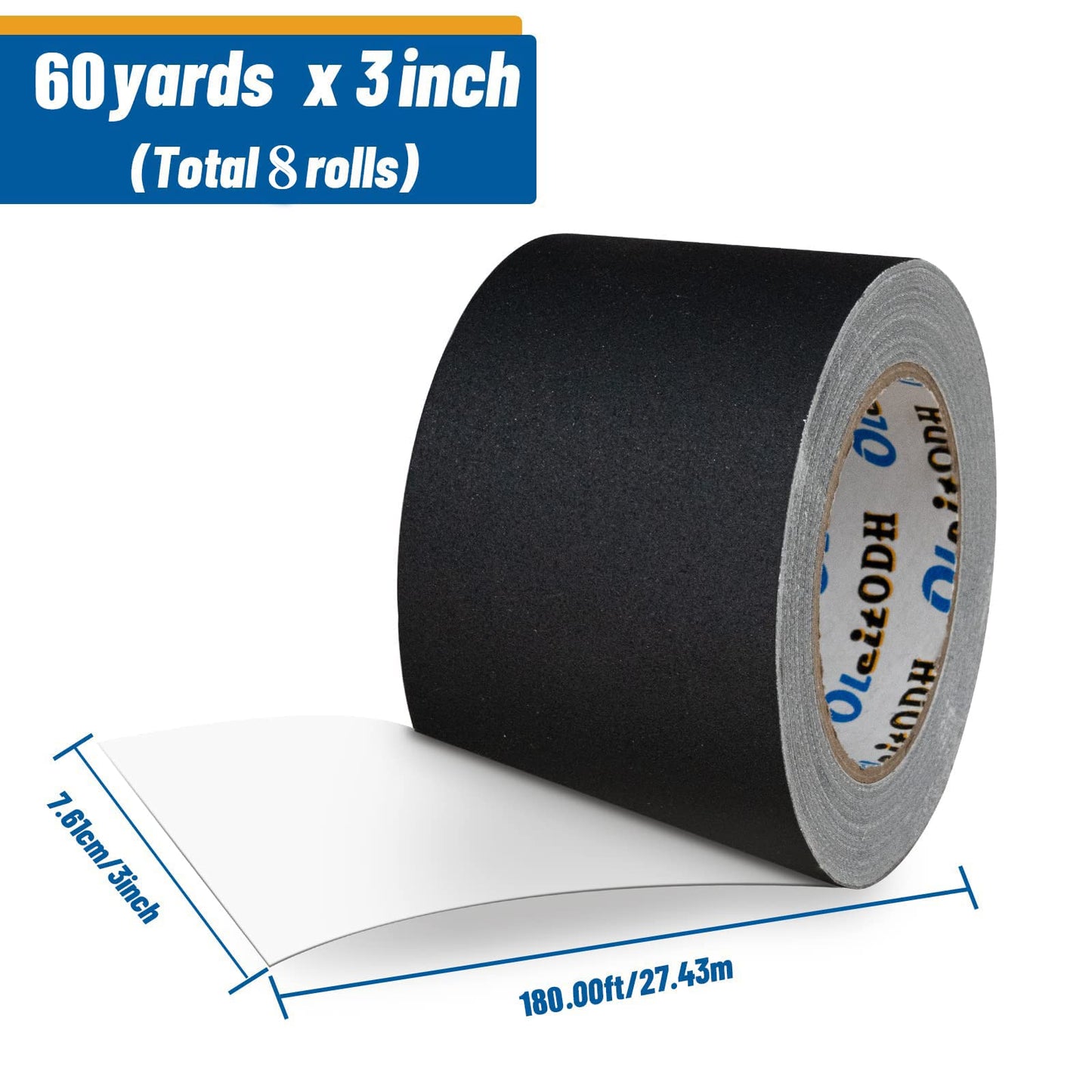 3 Inch Black Gaffers Tape -8 Roll Multi Pack Bulk -60 Yards per Roll - Easy Tear, No residue Non Reflective Gaff Tape -Waterproof Matte Cloth Gaffing Tape for Professional Photography, Filming, Stage
