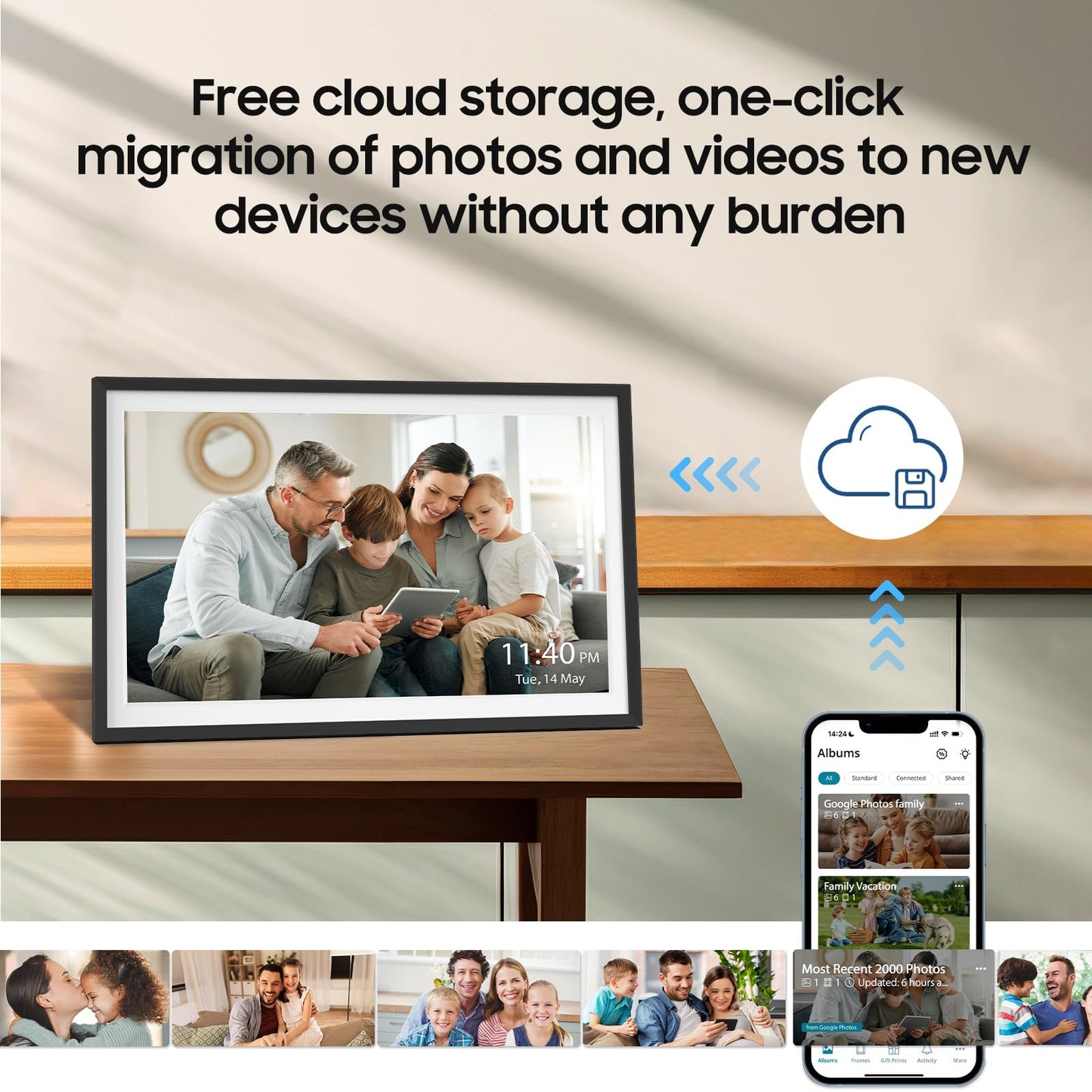 ApoloSign Digital Picture Frame Powered by Nixplay, 15.6" Large WiFi Digital Photo Frame, Easy to Share Photos/Videos via Nixplay App, 1920x1080 FHD IPS Touch Screen, Auto-Rotate, Free Cloud Storage