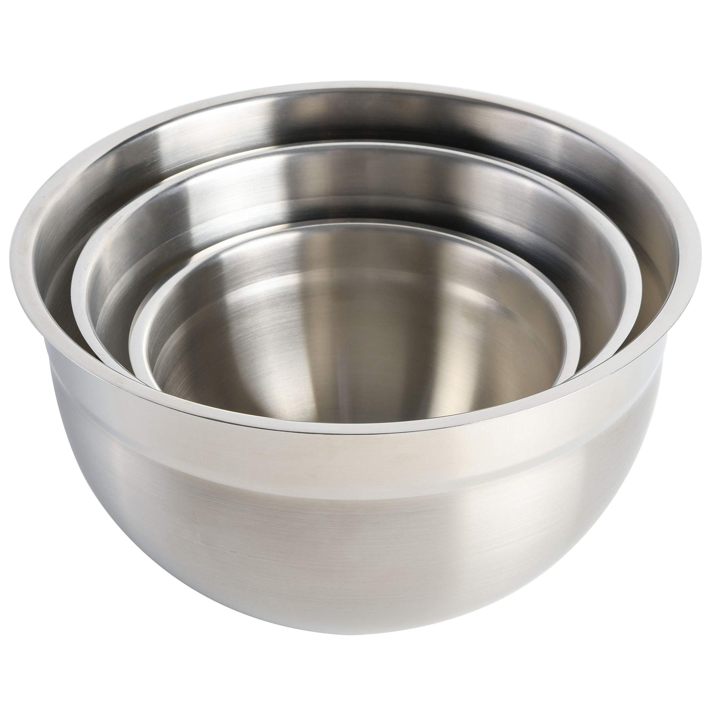 Babish 3-Piece Stainless Steel Mixing Bowl Set – Nesting Metal Bowls for Baking, Cooking, and Meal Prep – Durable & Dishwasher Safe