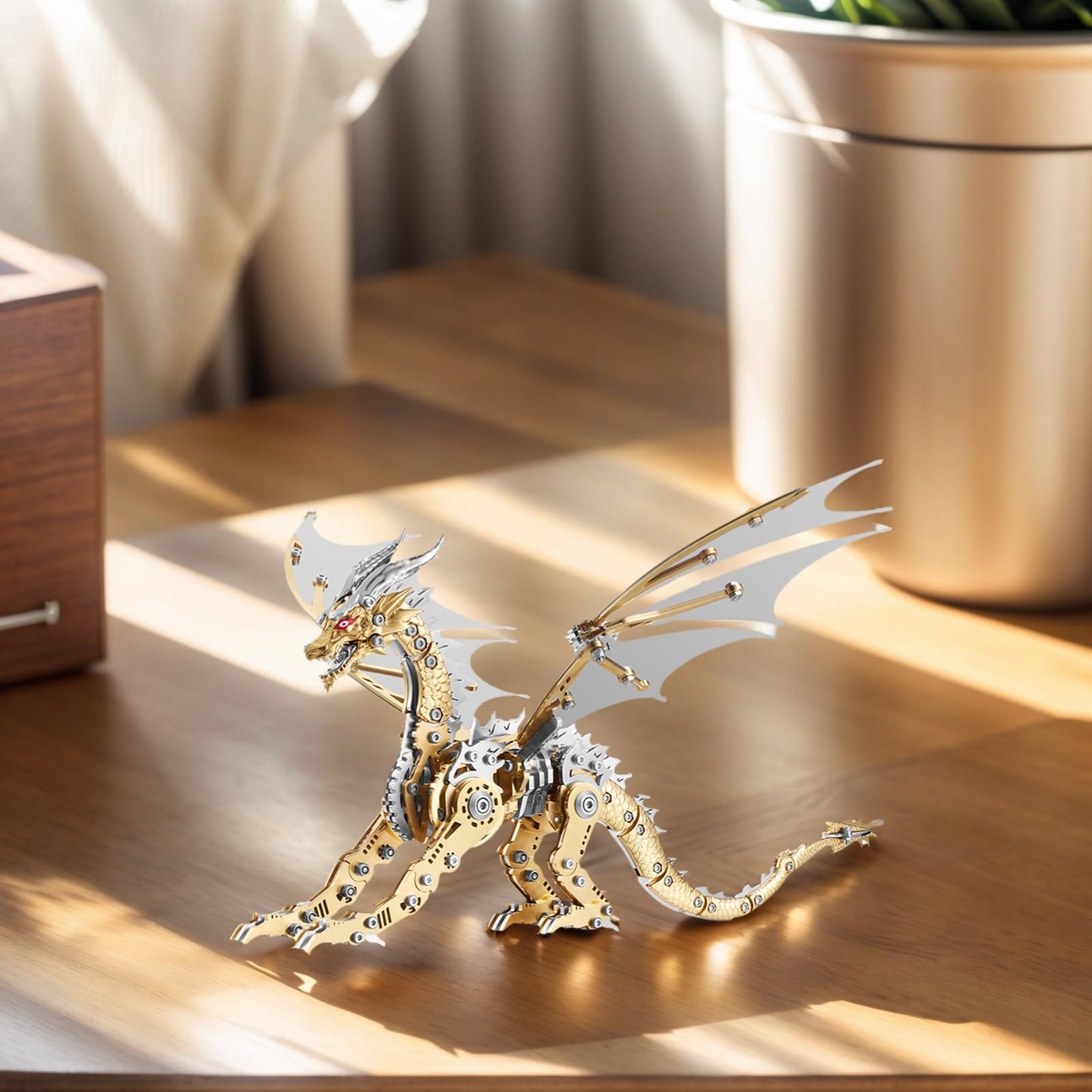 LONGPIN 3D Puzzles for Adults,Metal Dragon Puzzle Building Set,Collectible Mechanical Engineering Crafts for Home Office Decoration & Gift(Golden)