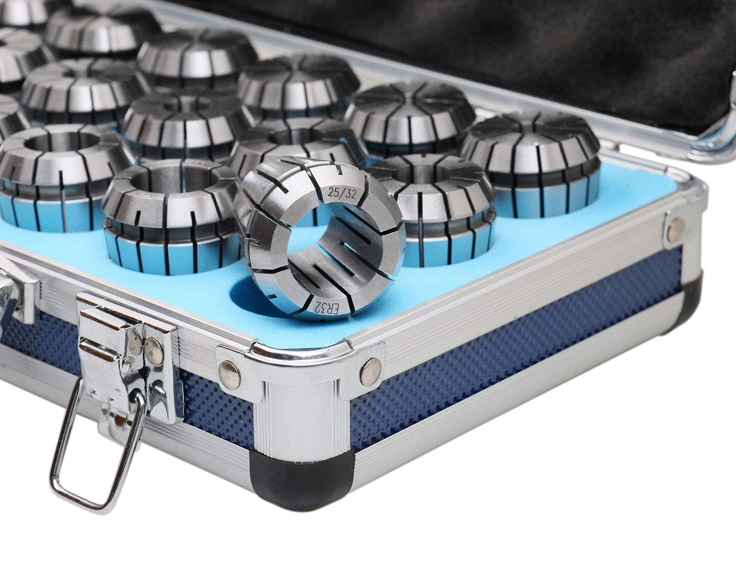Accusize Industrial Tools - Precision ER32 Collet Set, 18 Pcs, Sizes 3/32'' to 25/32'', High Accuracy, Durable Storage Box, 0223-0880