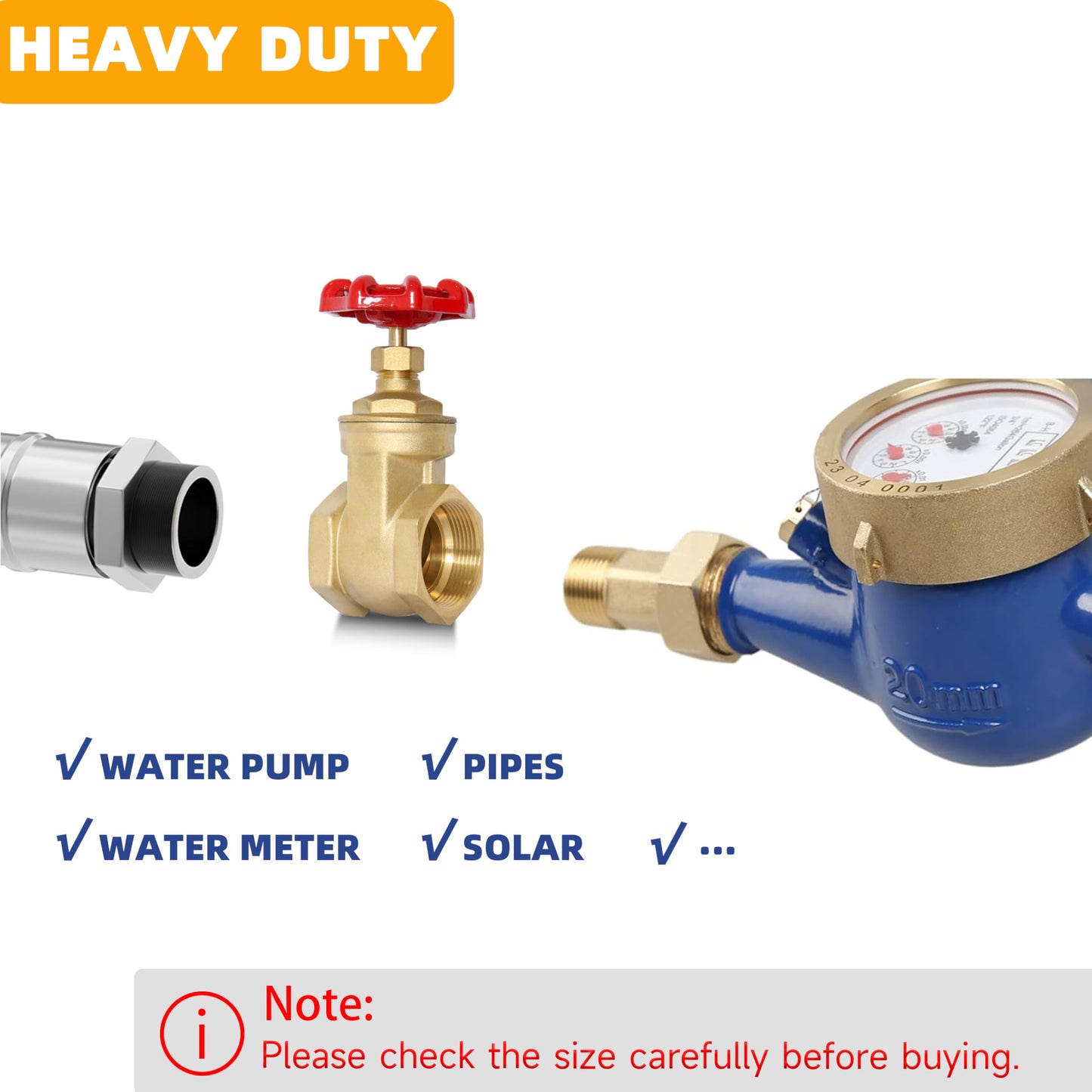 2-1/2" NPT Brass Gate Valve, Heavy Duty Female x Female Thread Manual Rotary Sluice Valve with Wheel Handle for Water, Oil, Gas, Industrial Plumbing, and HVAC Systems (2-1/2", DN65)