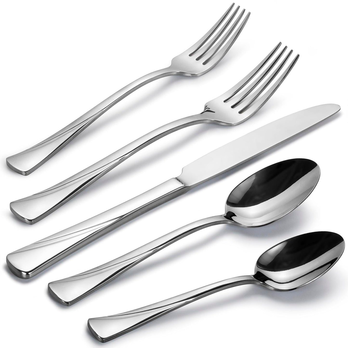 Alata Alice 40-Piece Silverware Set Stainless Steel Flatware Set,Service for 8,Mirror Polished Cutlery Set,Dishwasher Safe
