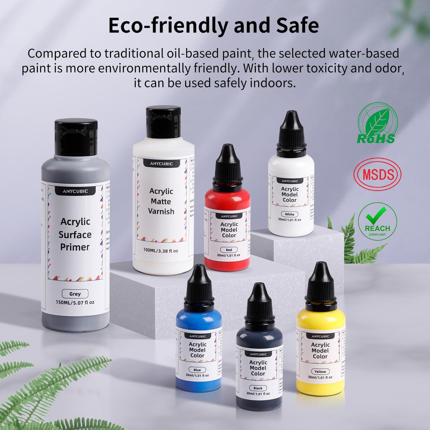ANYCUBIC 3D Printer Accessories, Multifunctional 3D Models Painting Set with Acrylic Paint kit 5 Colors, Primer, Topcoat, and Painting Tools, Miniatures Painting for 3D Printing Enthusiasts