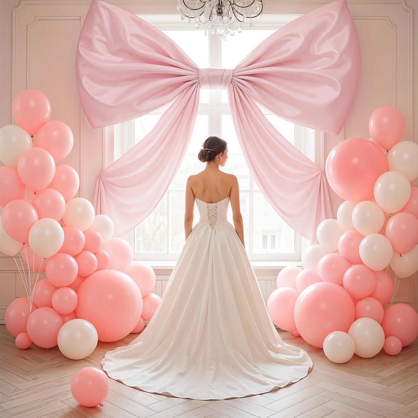 GUDELAK 95 x 70 Inches Extra Large Bow Themed Party Decorations Giant Pink Bow Decor Satin Ribbon, Contains Felt Big Pink Wall Decor Girl Coquette Birthday Decorations Bachelorette Bridal Supplies