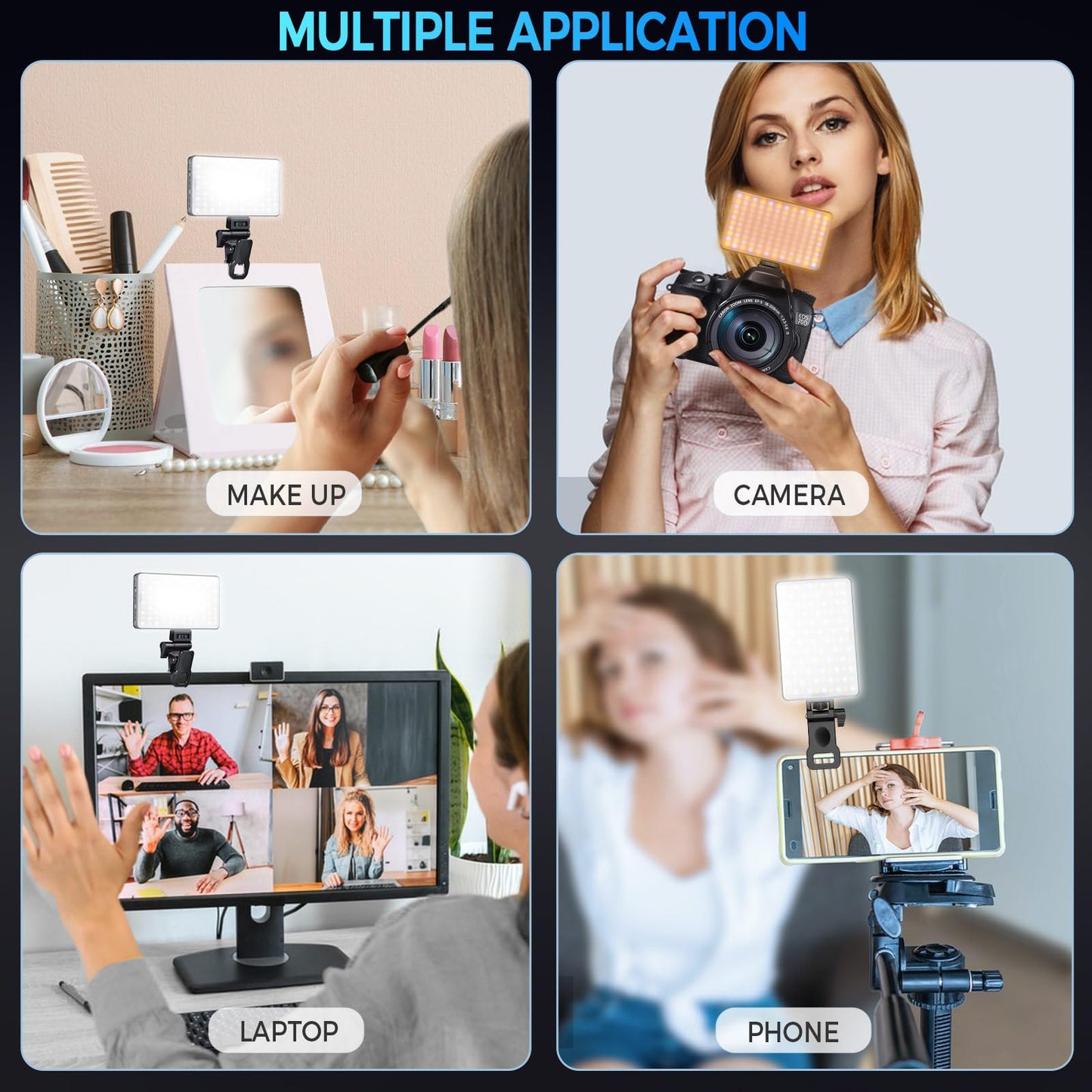 168 LED Portable Selfie Light for iPhone,Rechargeable iPhone Light Clip,3000mAh,9000K CRI95+ Alix Earle Lighting for Video Recording,TikTok,YouTube,for Phone, Camera, Laptop, iPad,