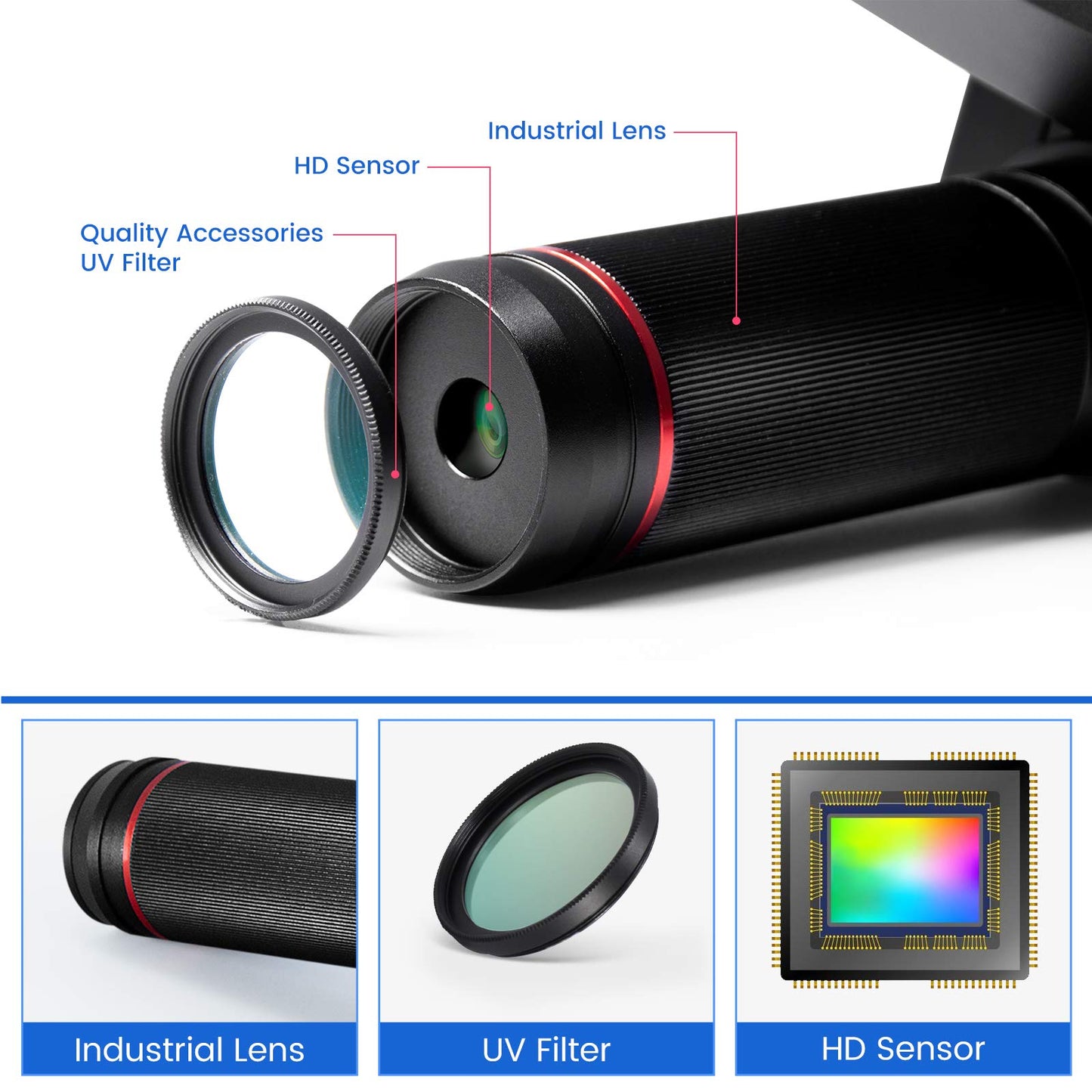 Andonstar 10.1'' WIFI HDMI Digital Microscope AD409, 1080P Long Object Distance PCB Soldering Microscope for Electronics Repair, Support PC Connection to Measure