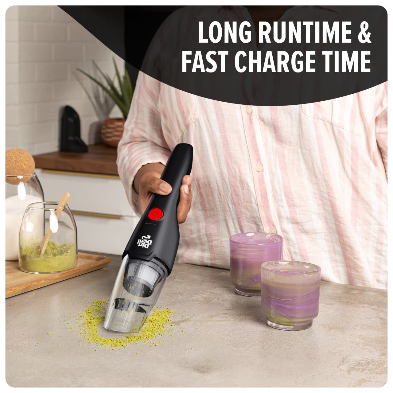 Dirt Devil Grab and Go+ 8V Cordless Handheld Vacuum Cleaner, Powerful Suction, Lightweight, Includes 2-in-1 Tool and Charging Stand with Tool Storage, Portable Vacuum Cleaner