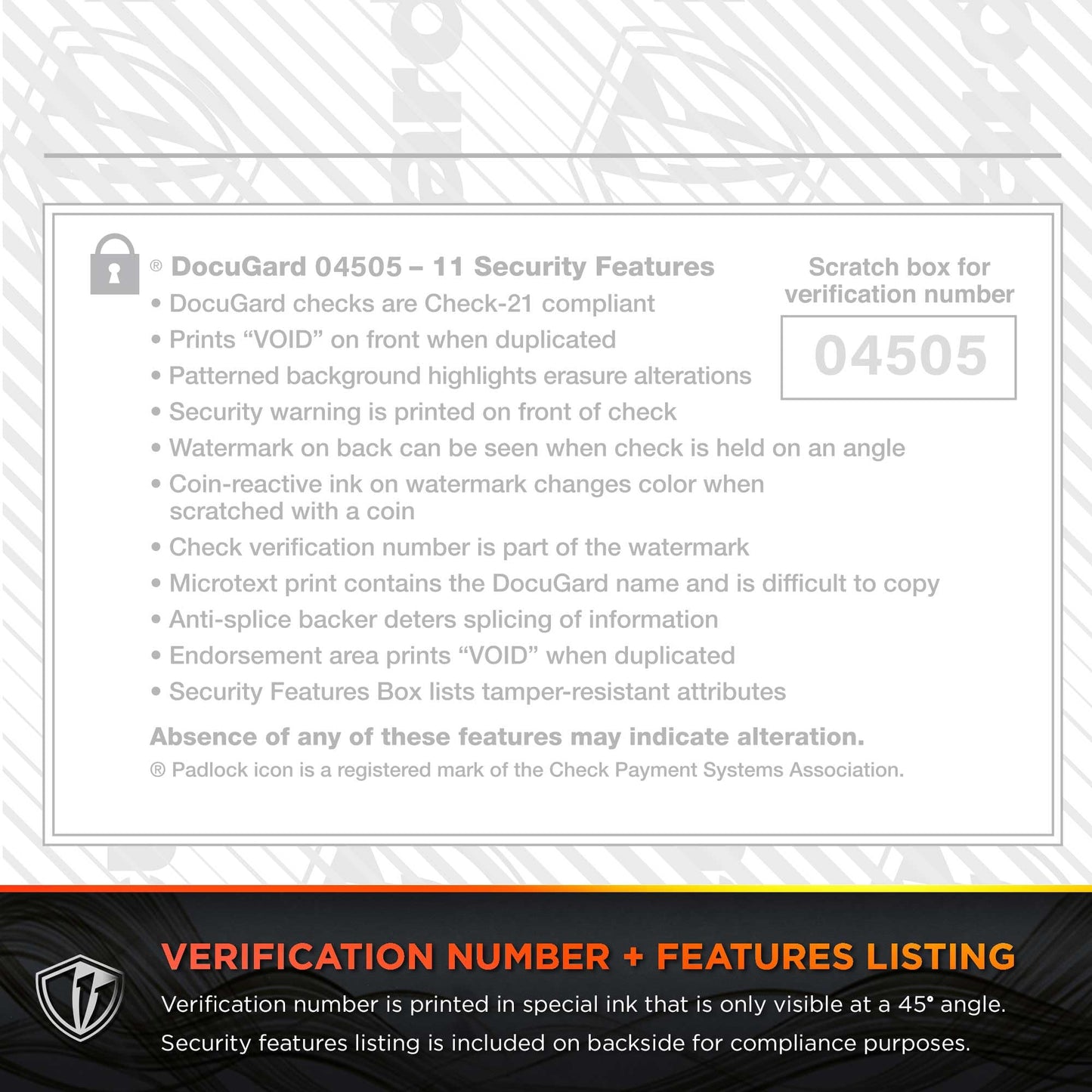 DocuGard Standard Gold Marble Top High Security Check Paper - QuickBooks & Laser/Inkjet Printer Compatible - 11 Security Features - 500 Blank Business Checks (04505)