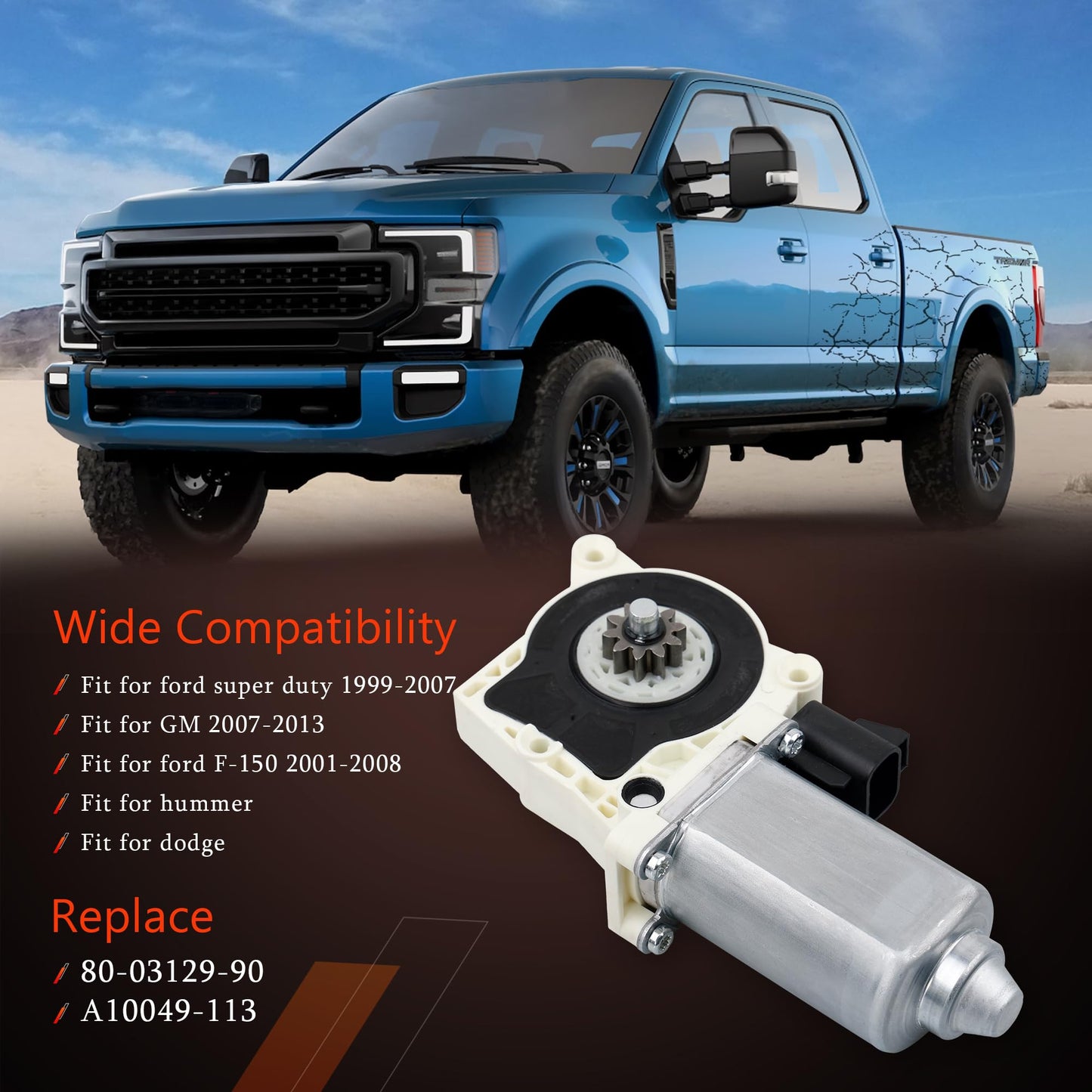 80-03129-90 Electric Side Step Running Board Motor, Replacement for AMP Research Step Running Board Motor Compatible with GM, Dodge, Hummer Electric Steps #Replace A10049-113